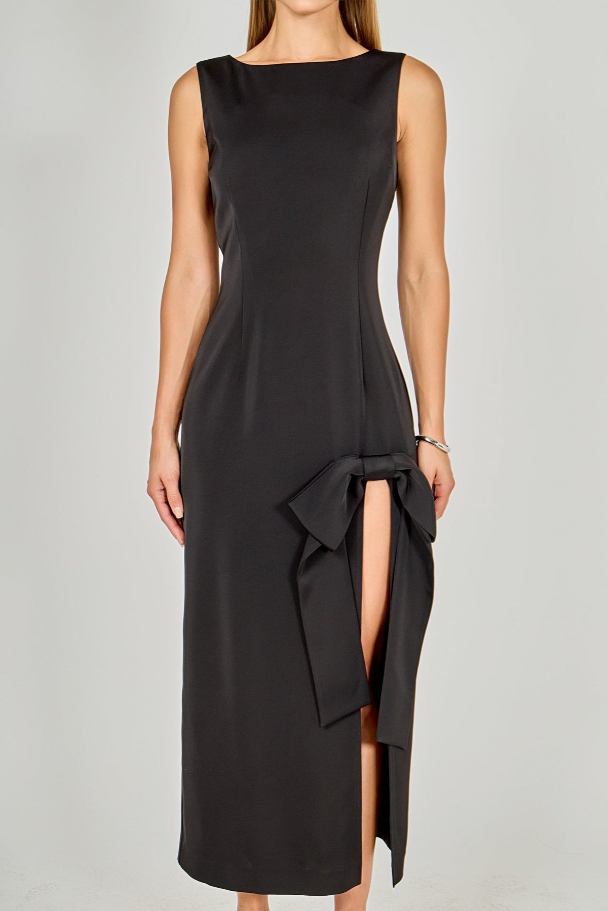 Slit Maxi Dress with Bow