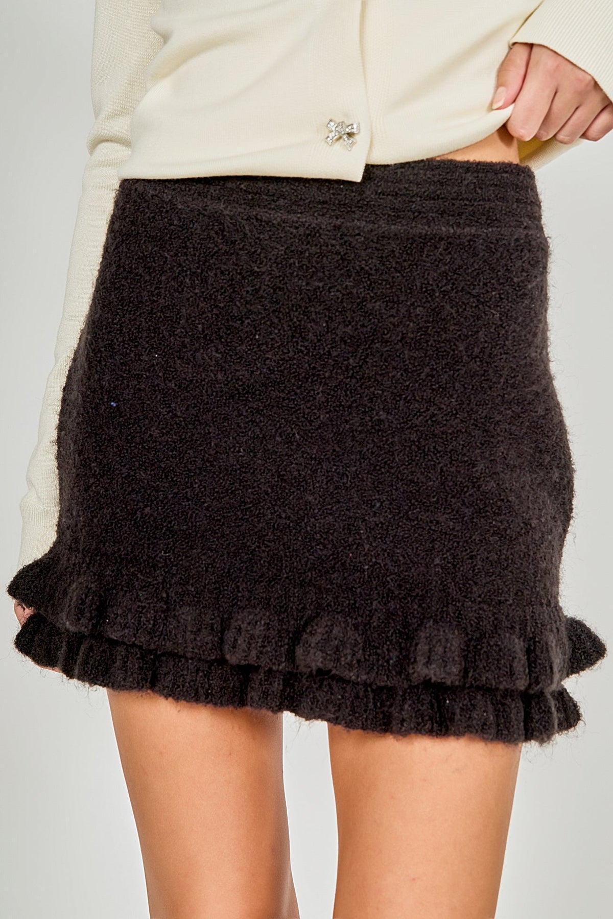 Knit Ruffles Mini Skirt