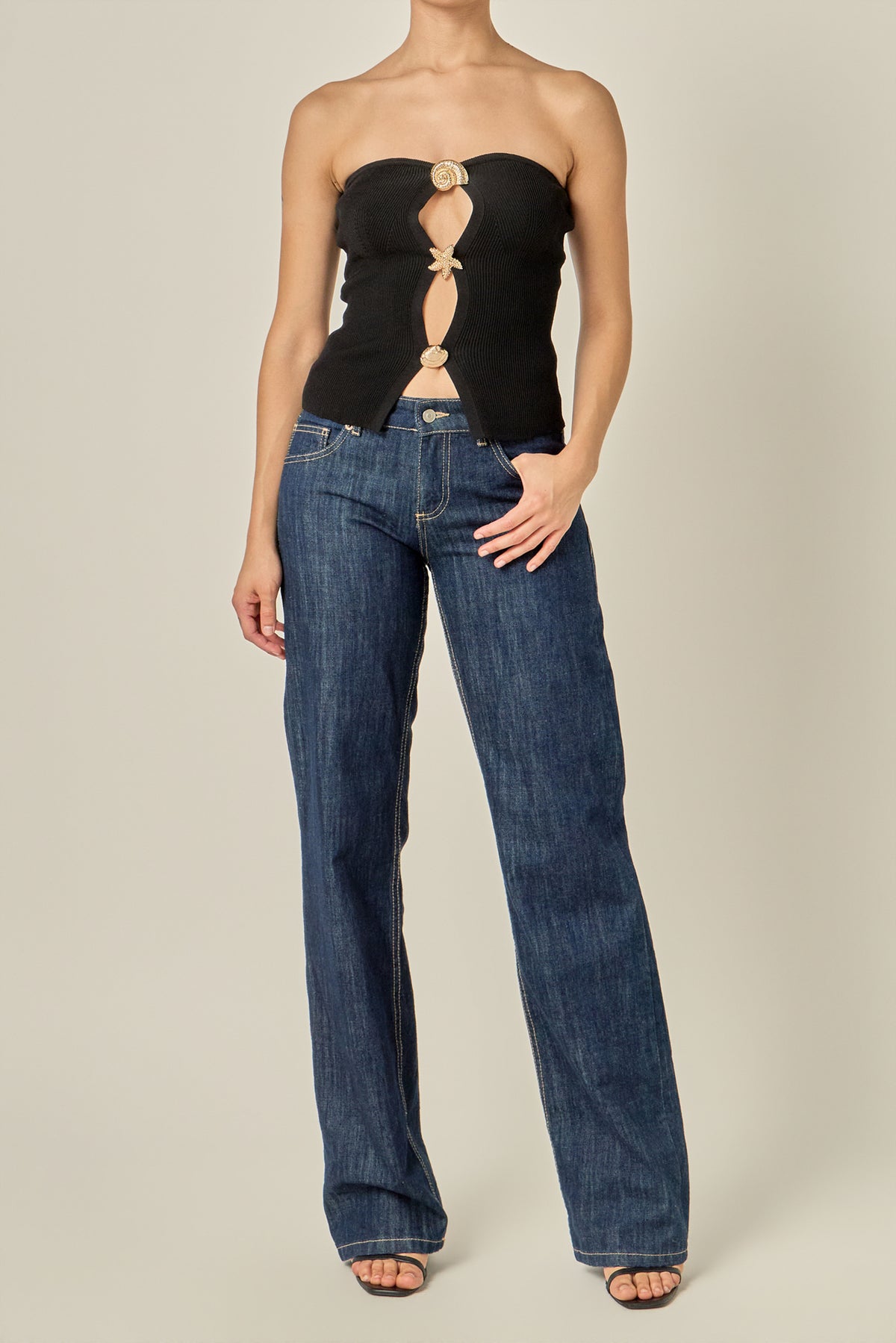 Seashell Trim Tube Knit Top