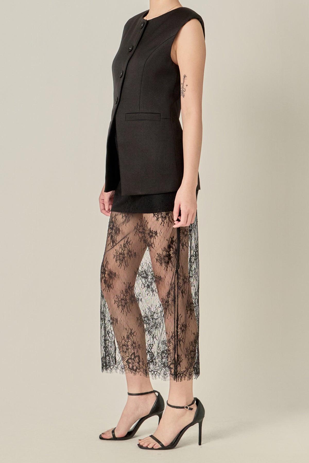 Lace Mix Media Sleeveless Maxi Dress