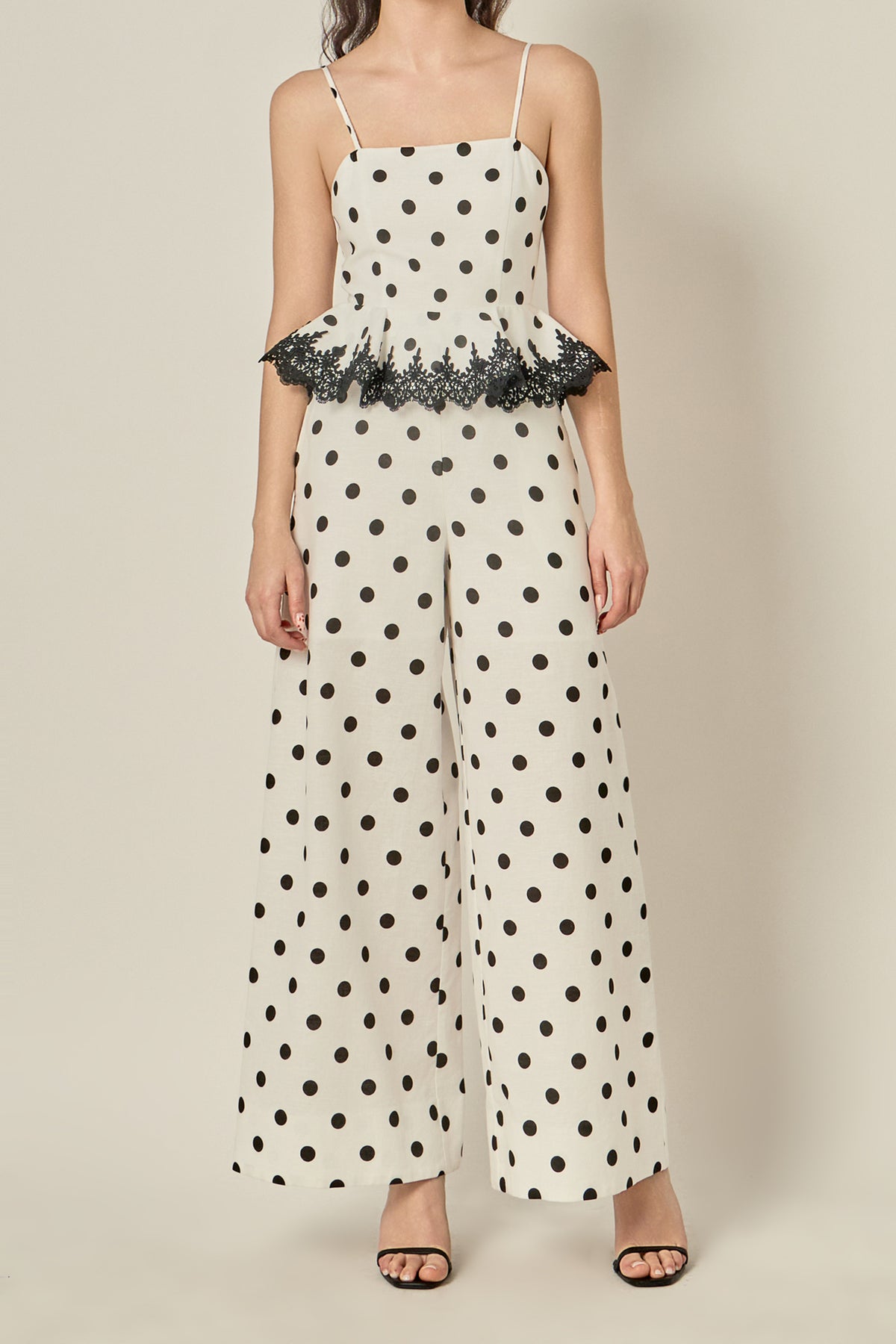 Polka Dot Peplum Jumpsuit