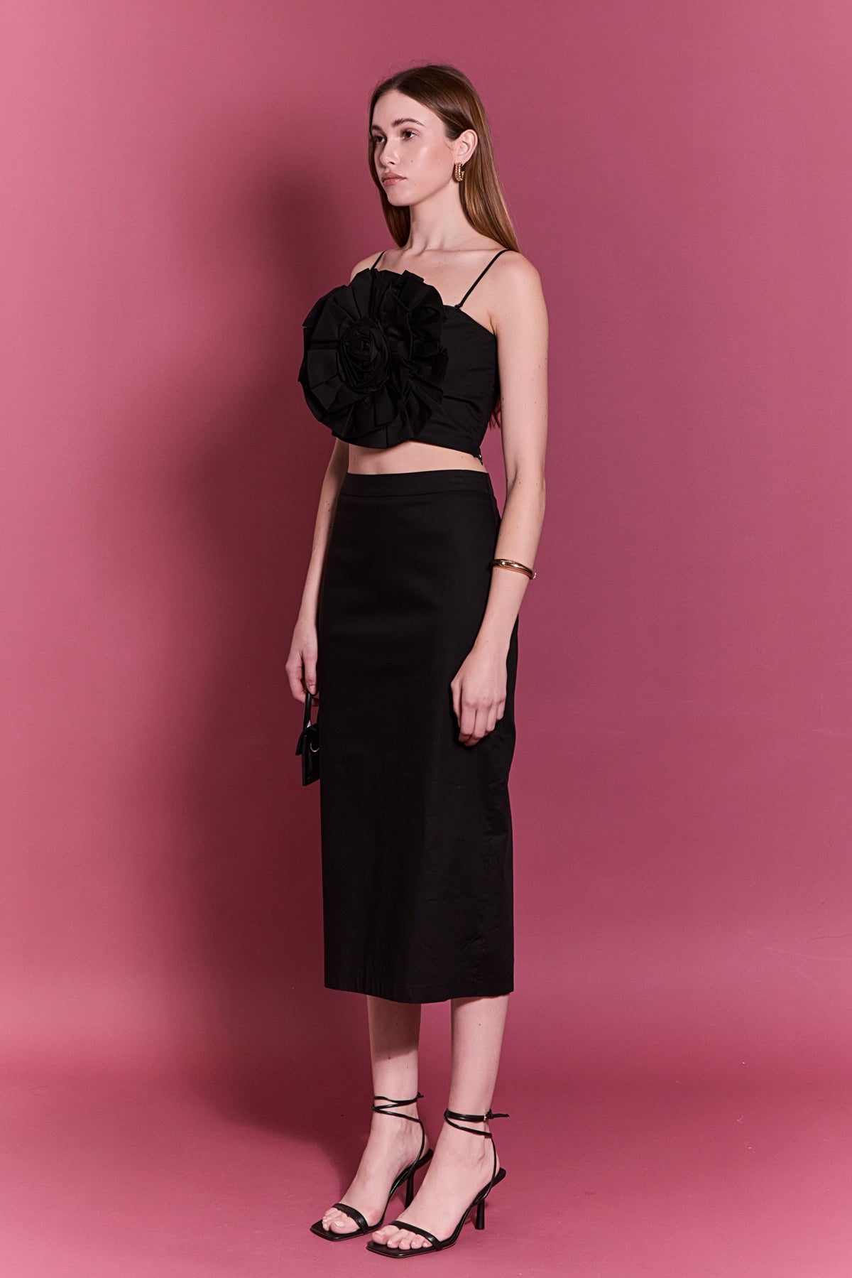 High Waisted Column Midi Skirt