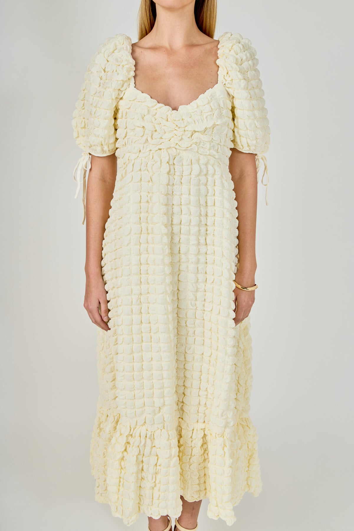 Bubble Puff Sleeve Maxi Dress