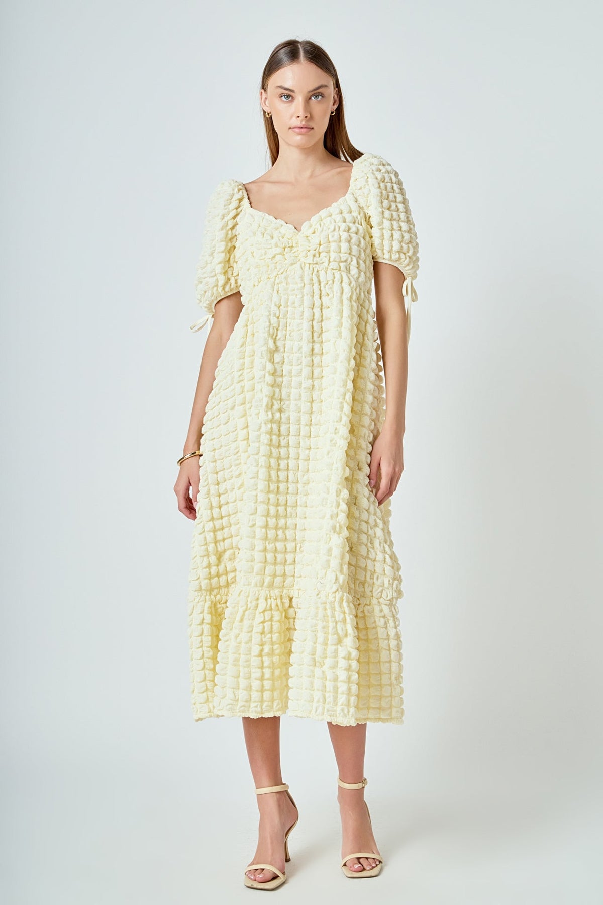 Bubble Puff Sleeve Maxi Dress