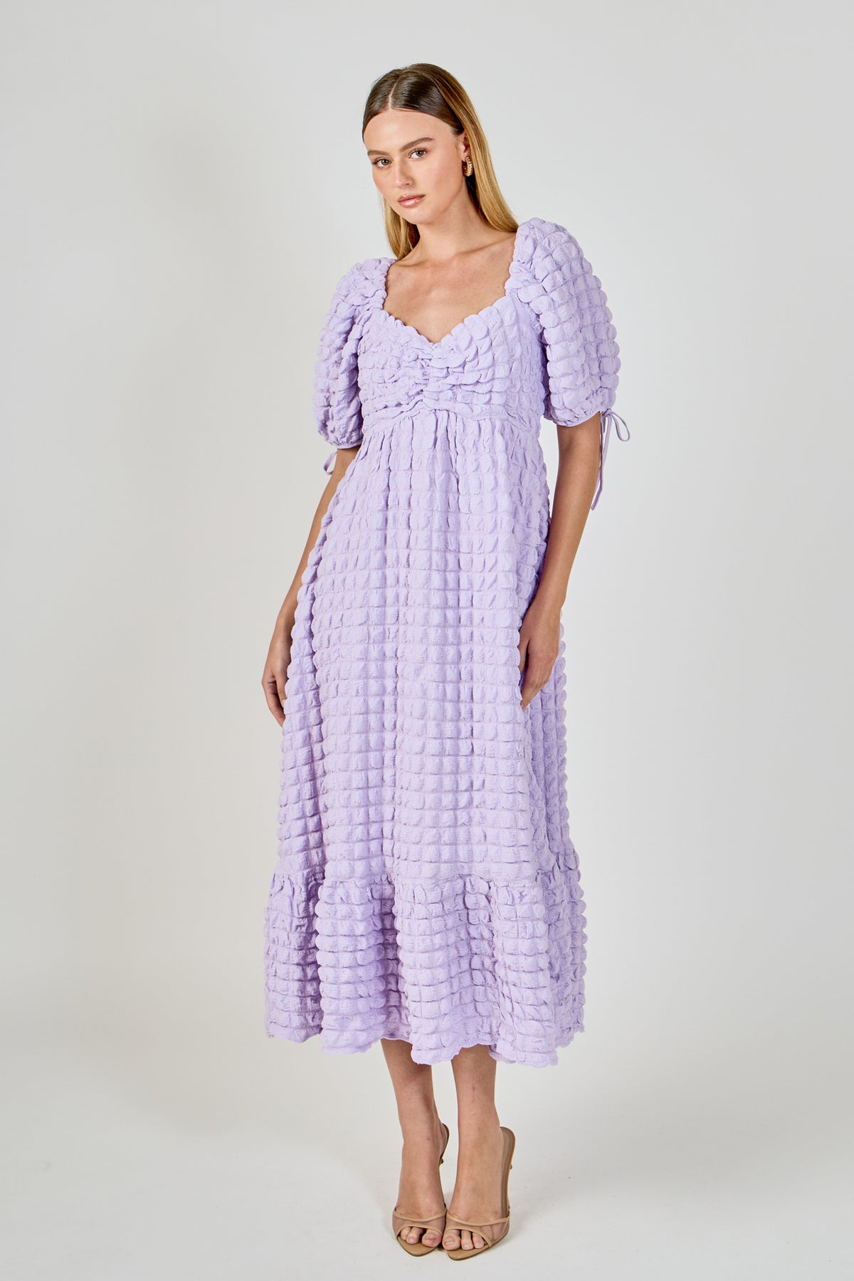 Bubble Puff Sleeve Maxi Dress