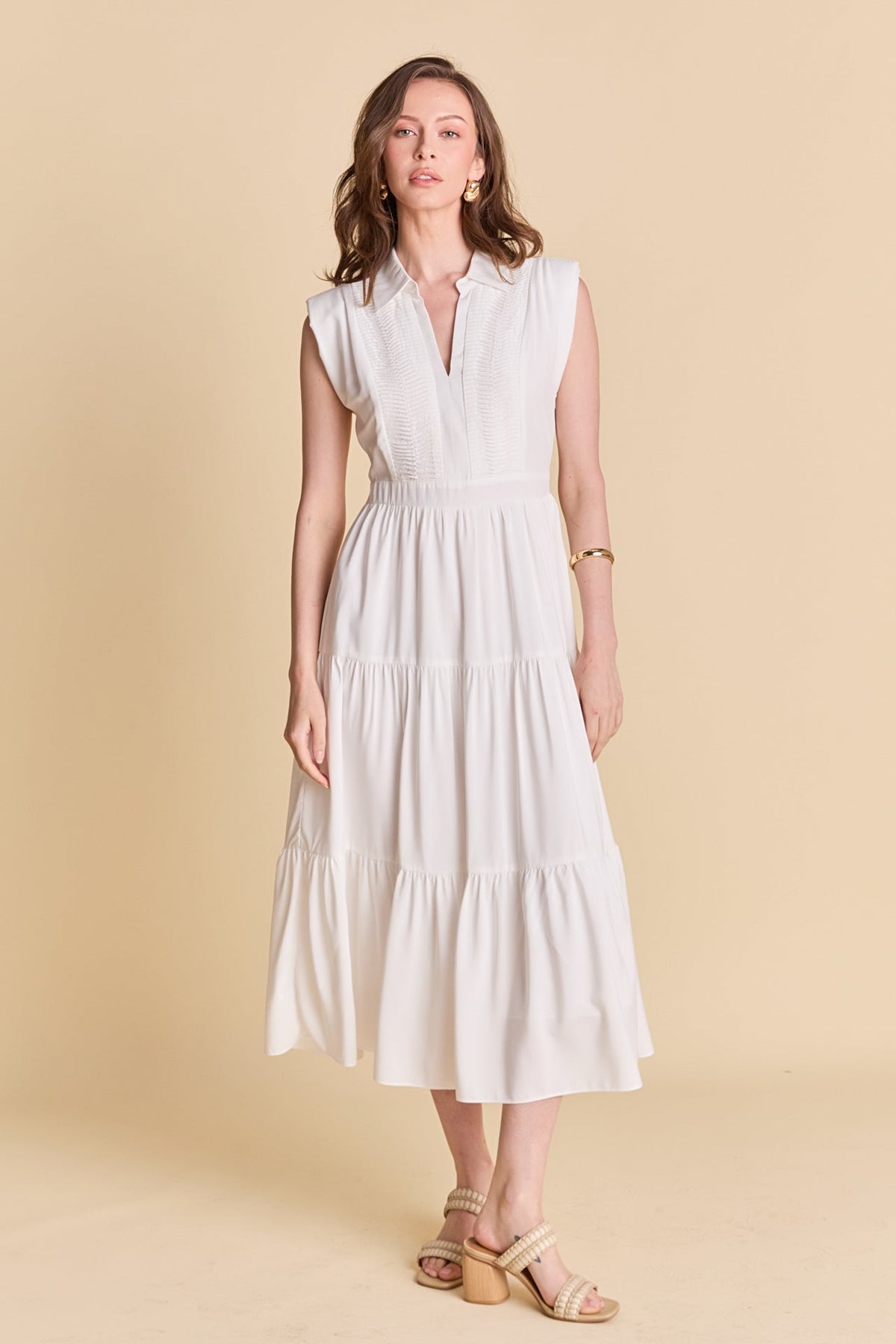 ENDLESS ROSE - Pintuck Details Sleeveless Midi Dress - DRESSES available at Objectrare