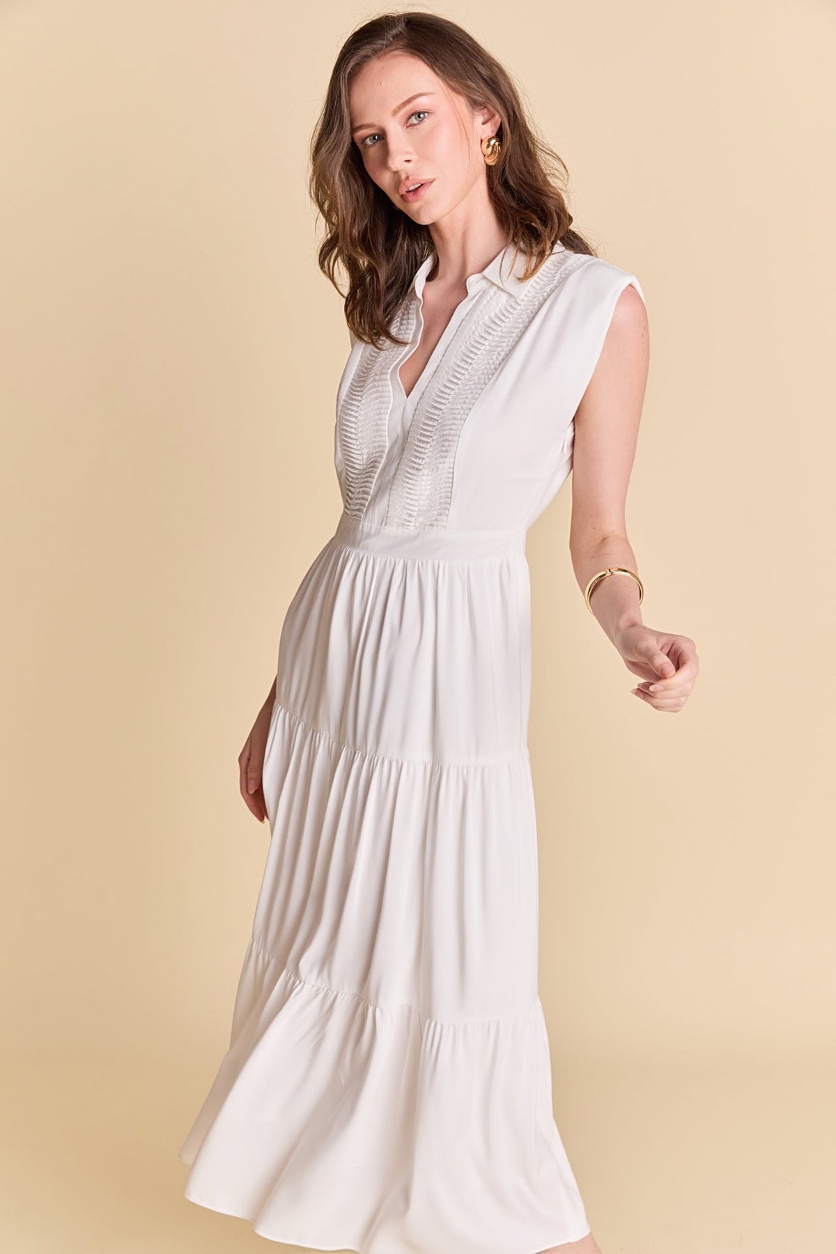 ENDLESS ROSE - Pintuck Details Sleeveless Midi Dress - DRESSES available at Objectrare