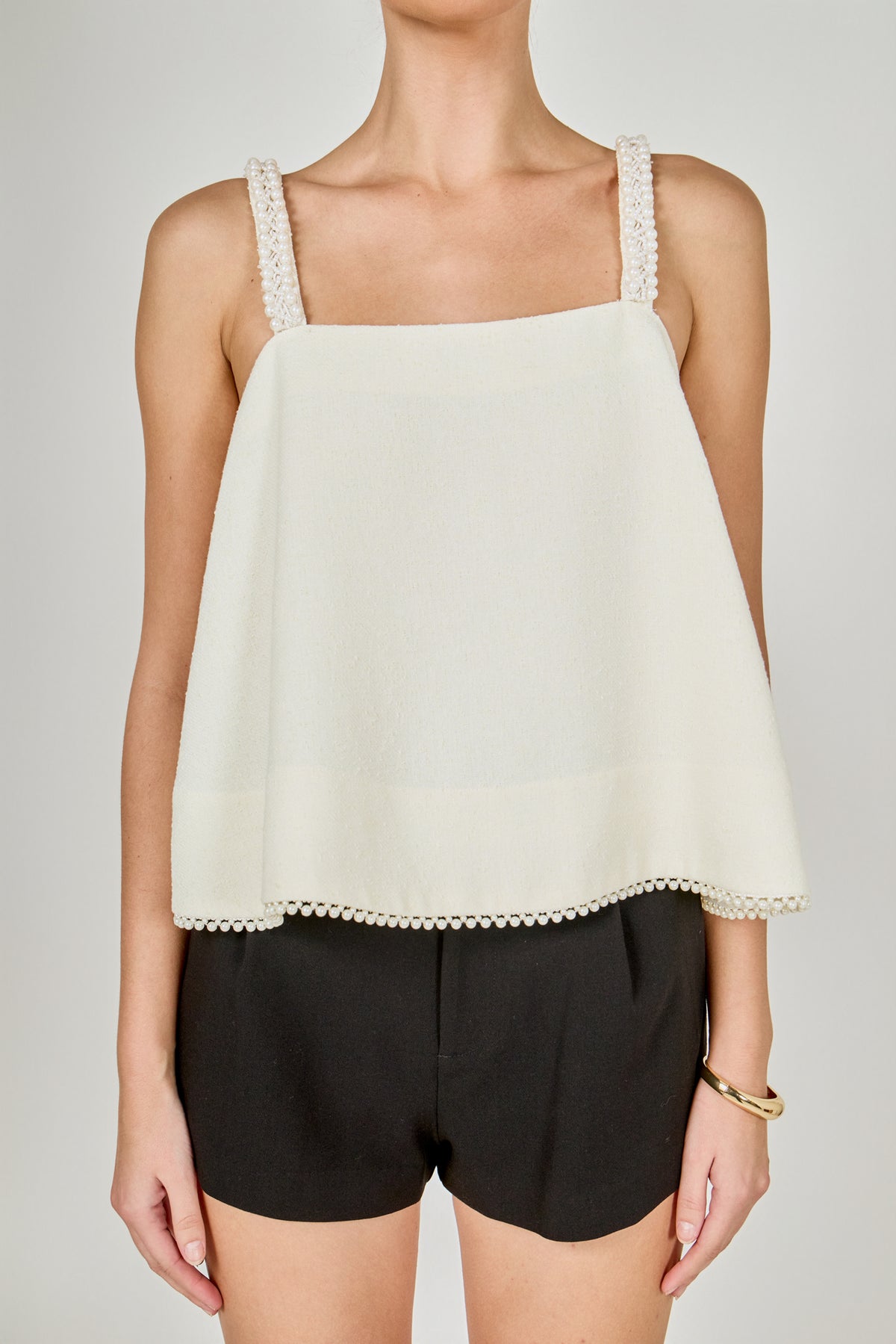 Pearl Trim Sleeveless Top