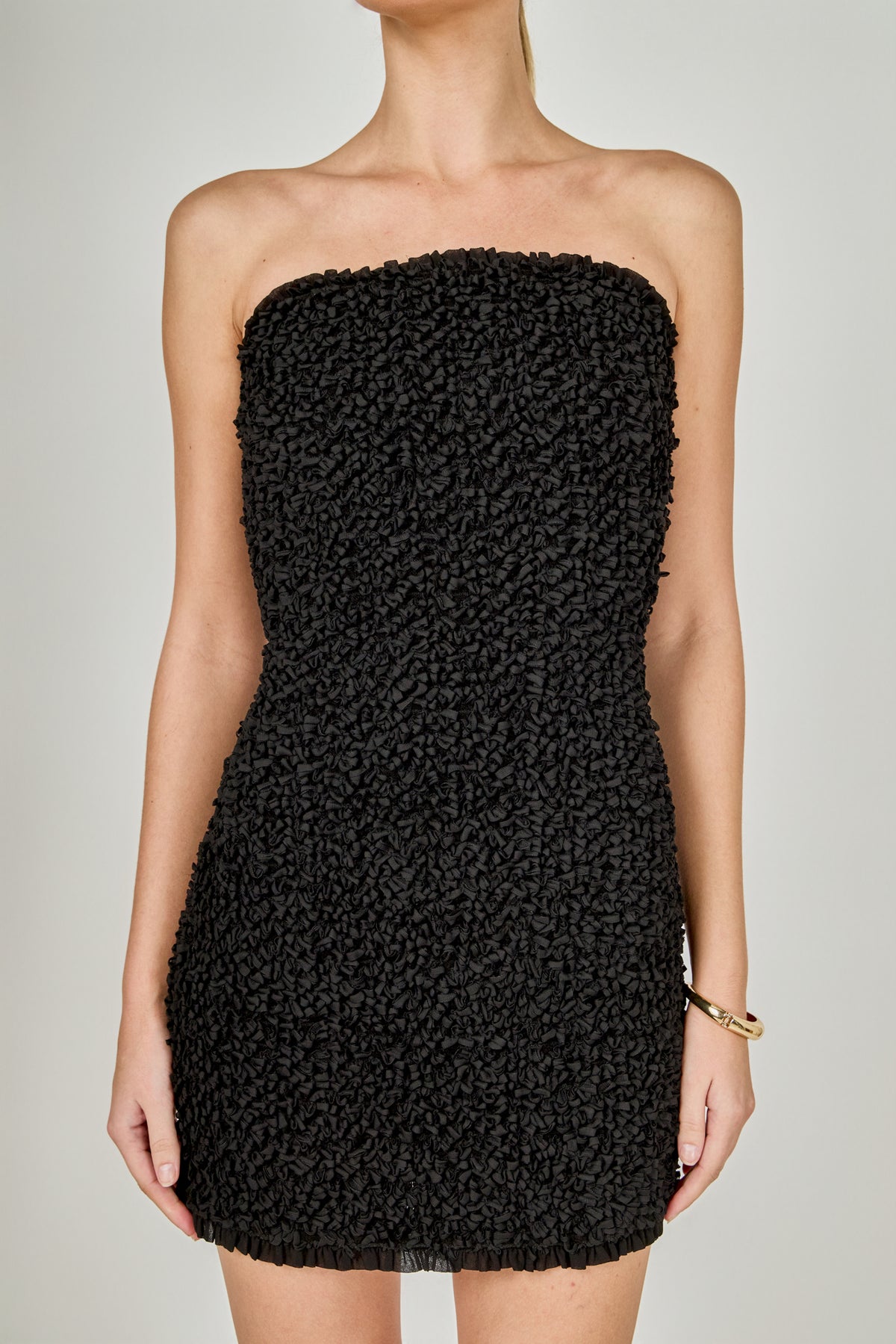 Smocking Detail Tube Mini Dress