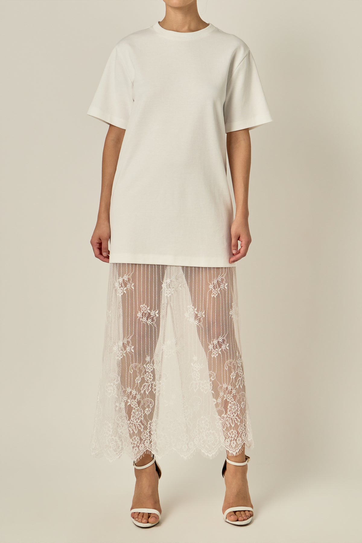 Mix Lace T-shirt Midi Dress