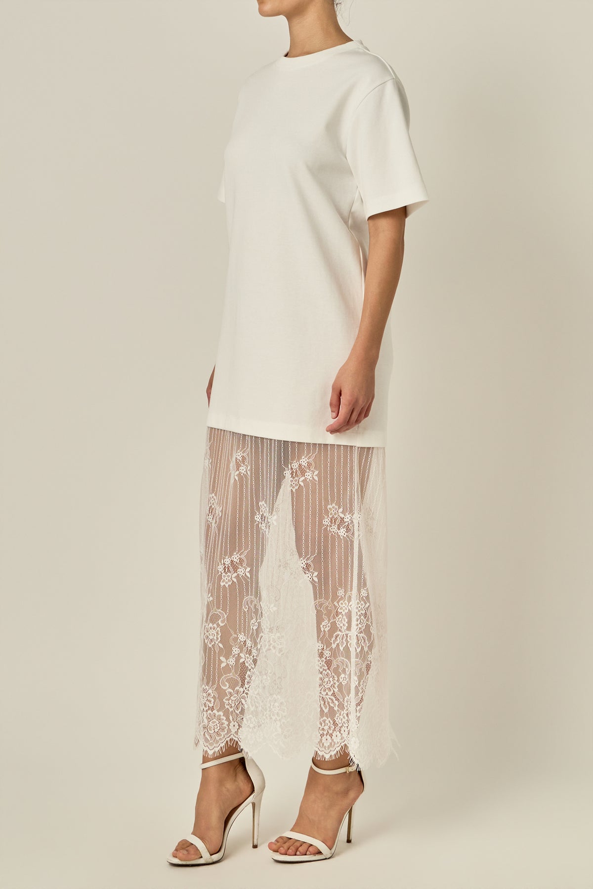 Mix Lace T-shirt Midi Dress