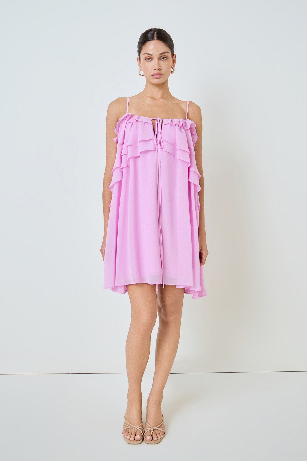 Chiffon Ruffle Mini Dress