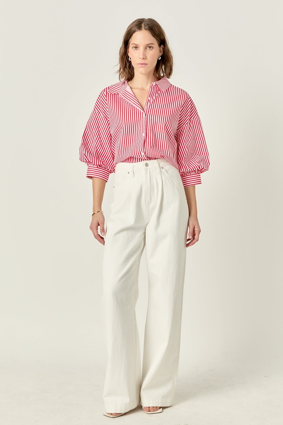 ENGLISH FACTORY - Harper Balloon Sleeve Striped Shirt - SHIRTS & BLOUSES available at Objectrare