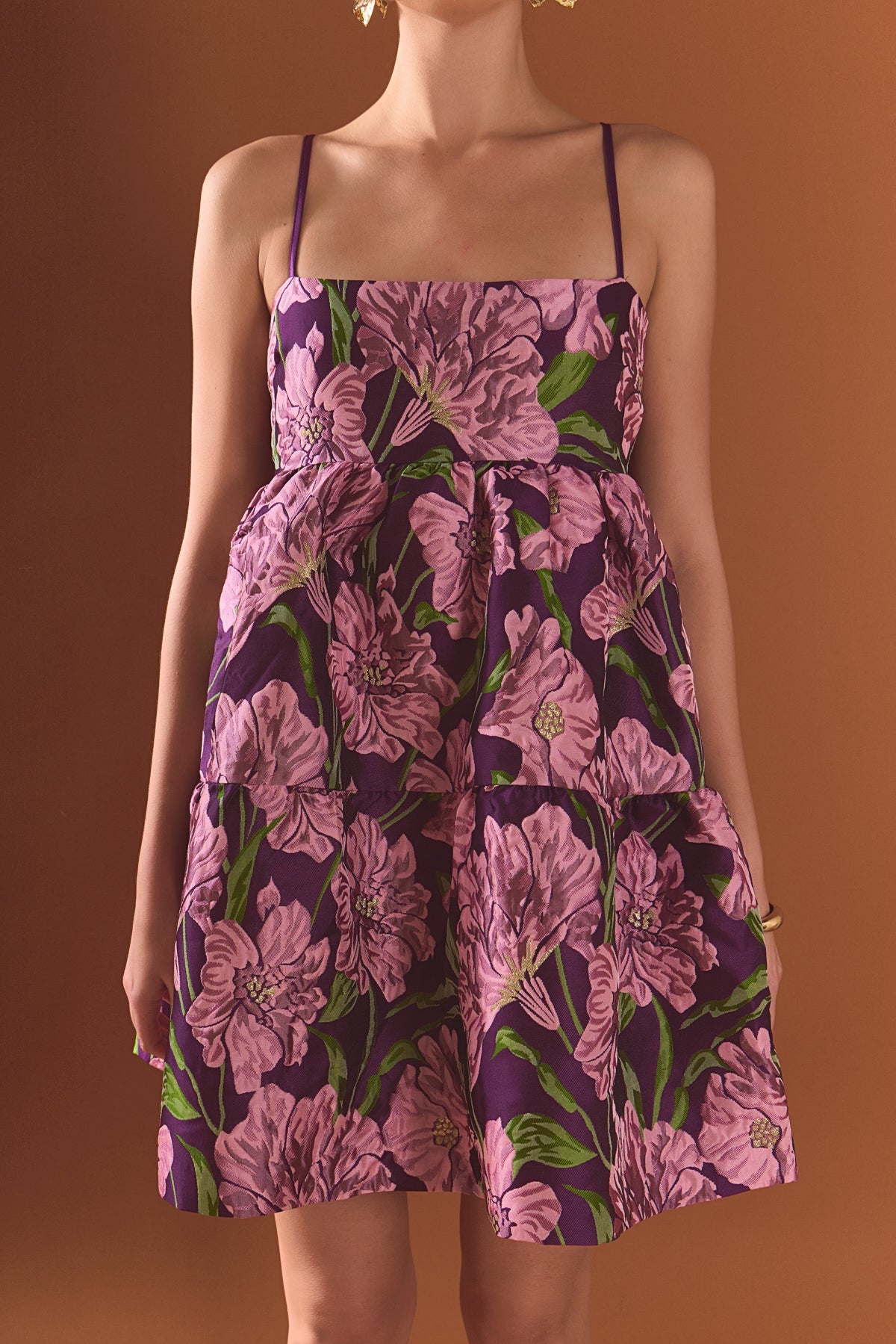 Floral Jacquard Mini Dress