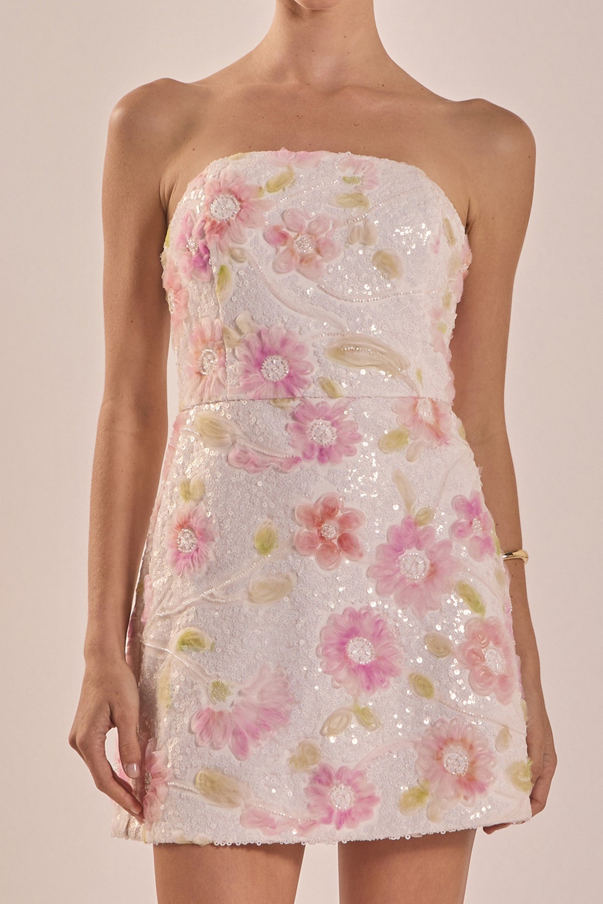 Floral Sequin Lace Mini Dress