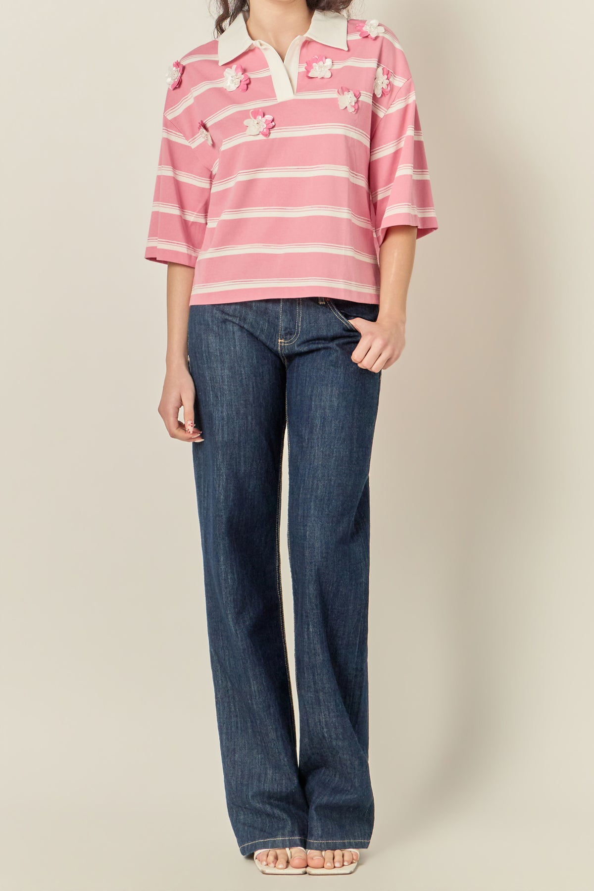 Embellishment Polo Relaxed T-shirt