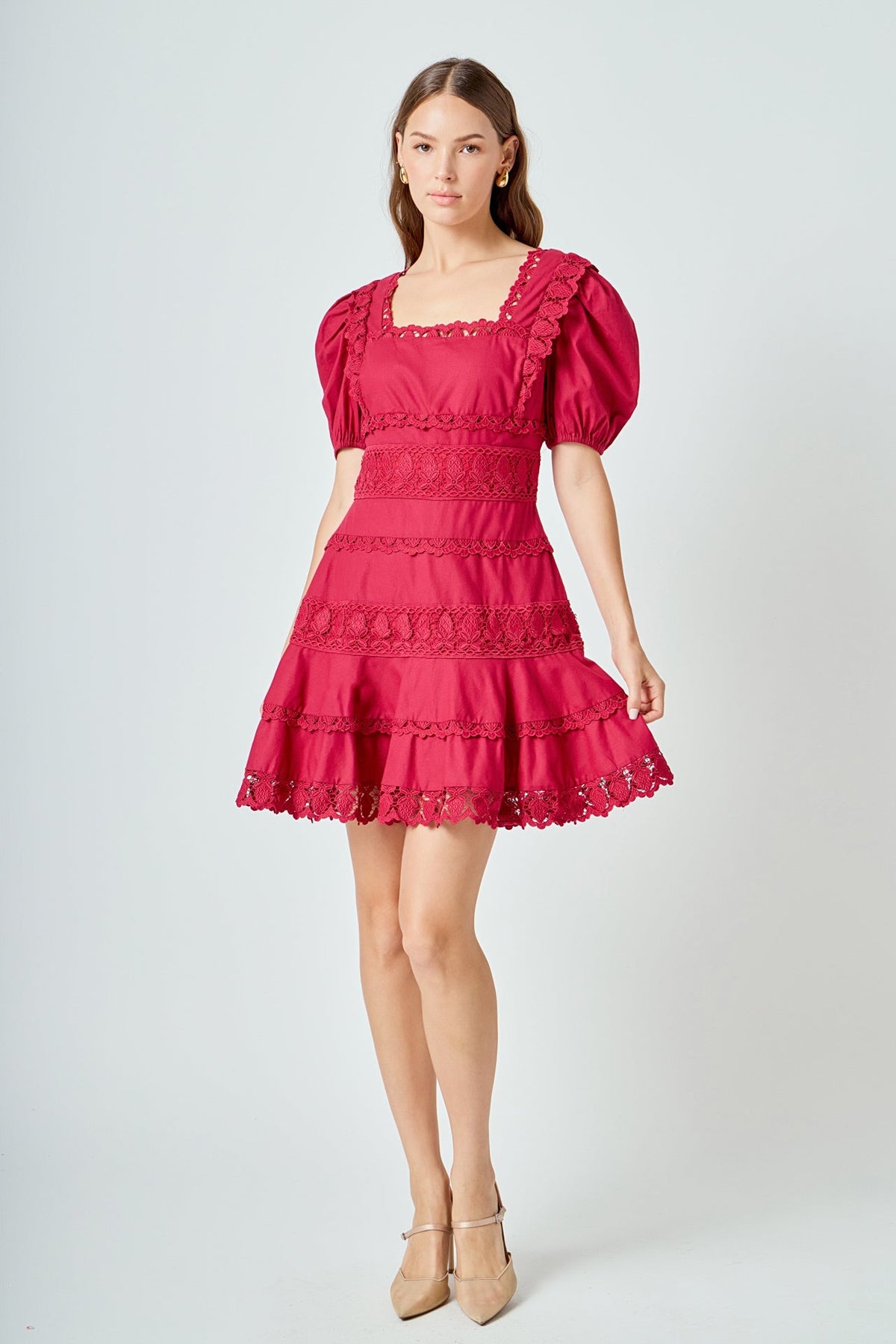 Lace Fit-and-Flare Mini Dress