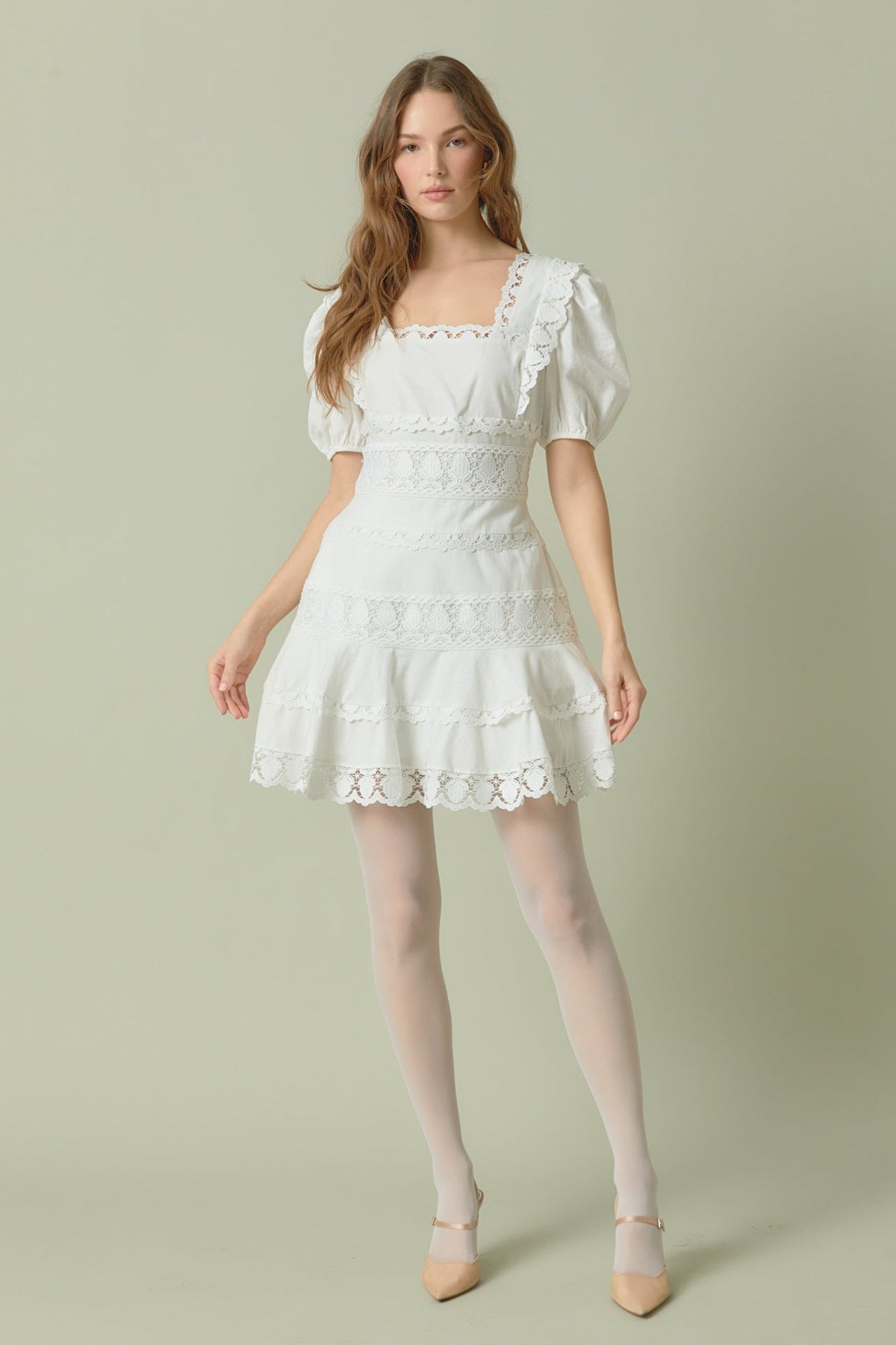 ENDLESS ROSE - Lace Fit-and-Flare Mini Dress - DRESSES available at Objectrare