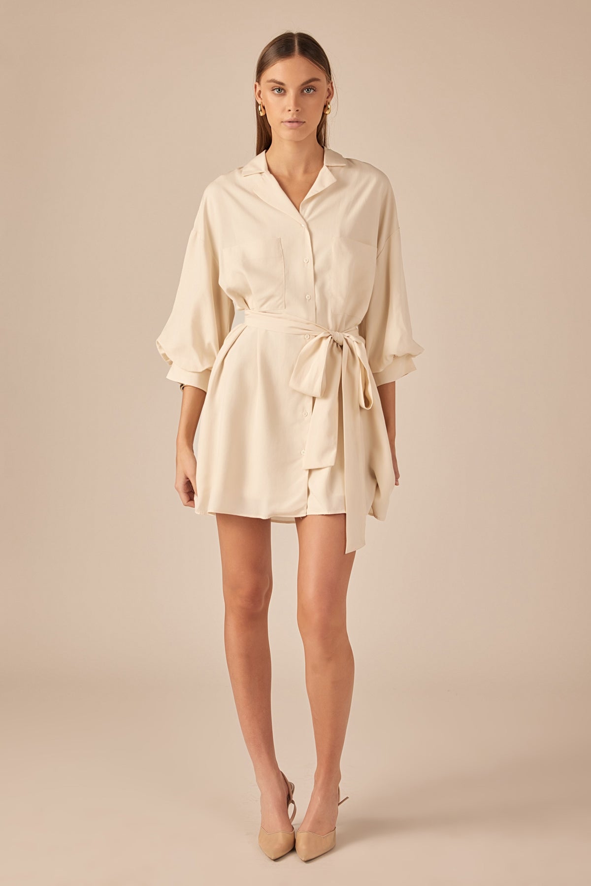 Belted Mini Shirt Dress