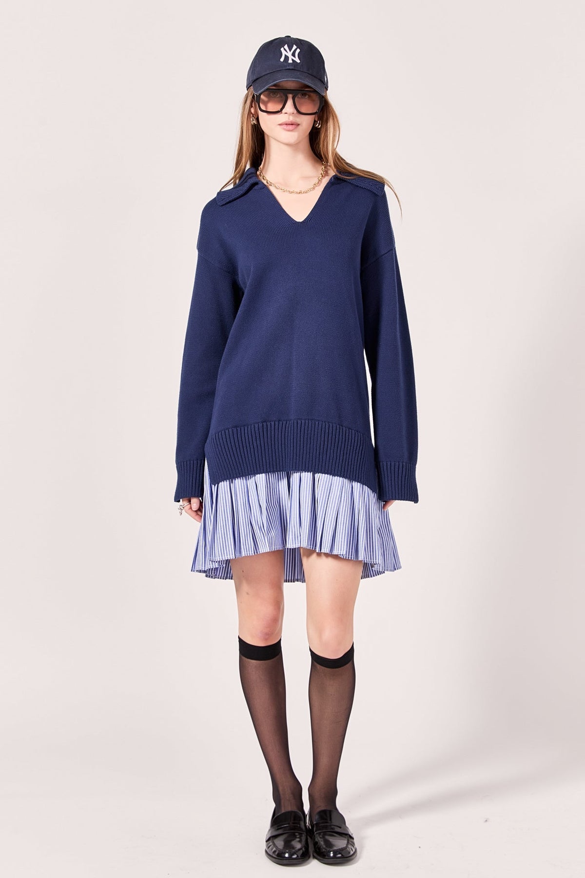 ENGLISH FACTORY - Mixed Media Pleated Mini Dress - DRESSES available at Objectrare