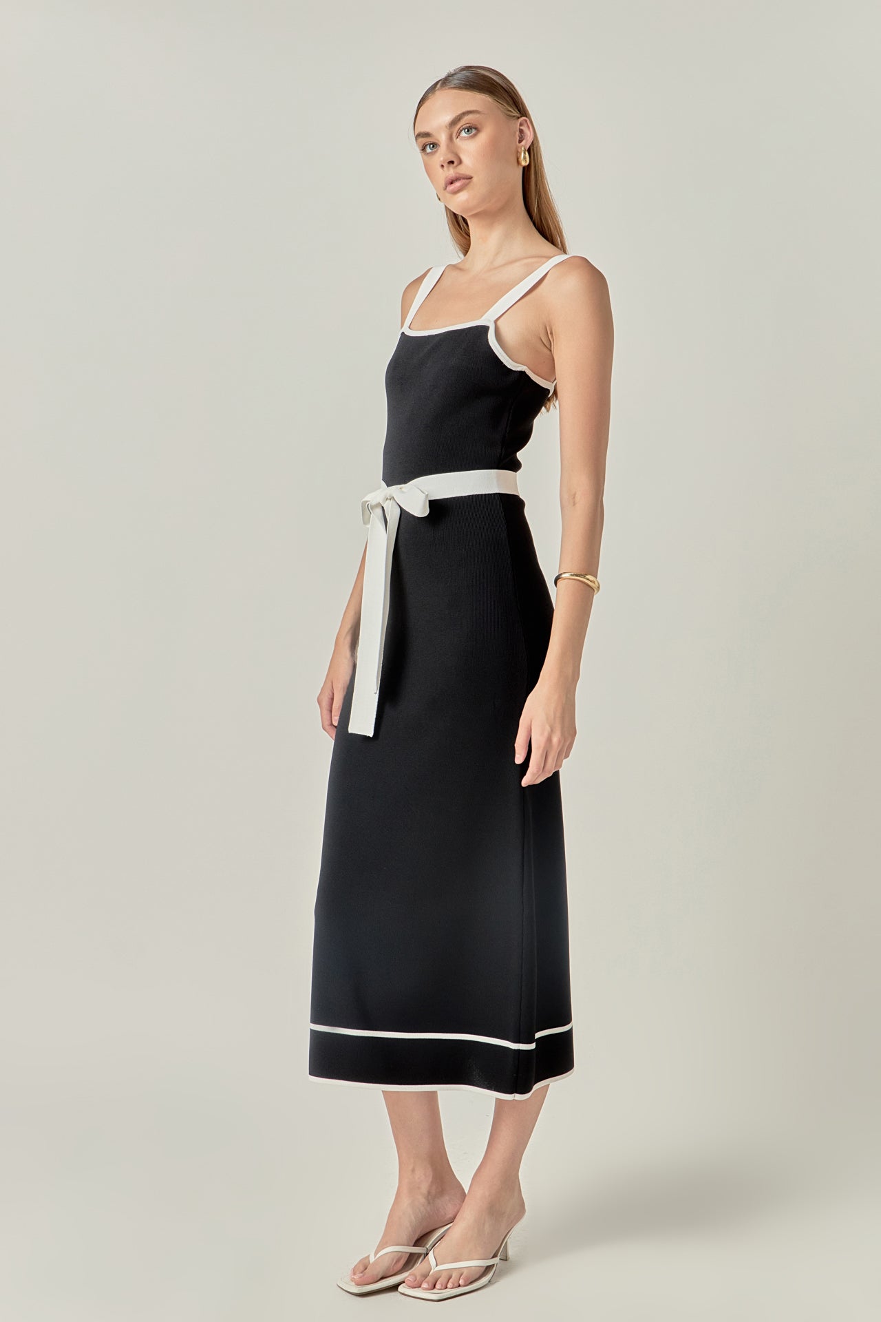 Square Neck Knit Midi Dress
