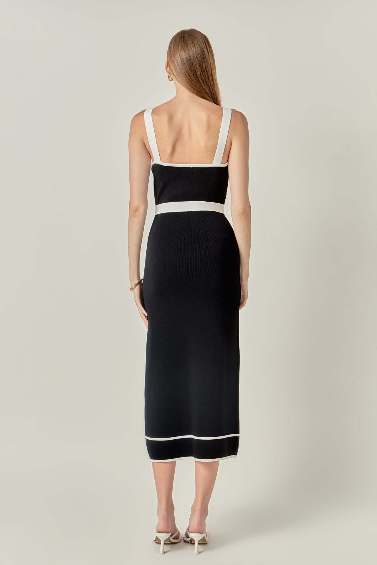 Square Neck Knit Midi Dress