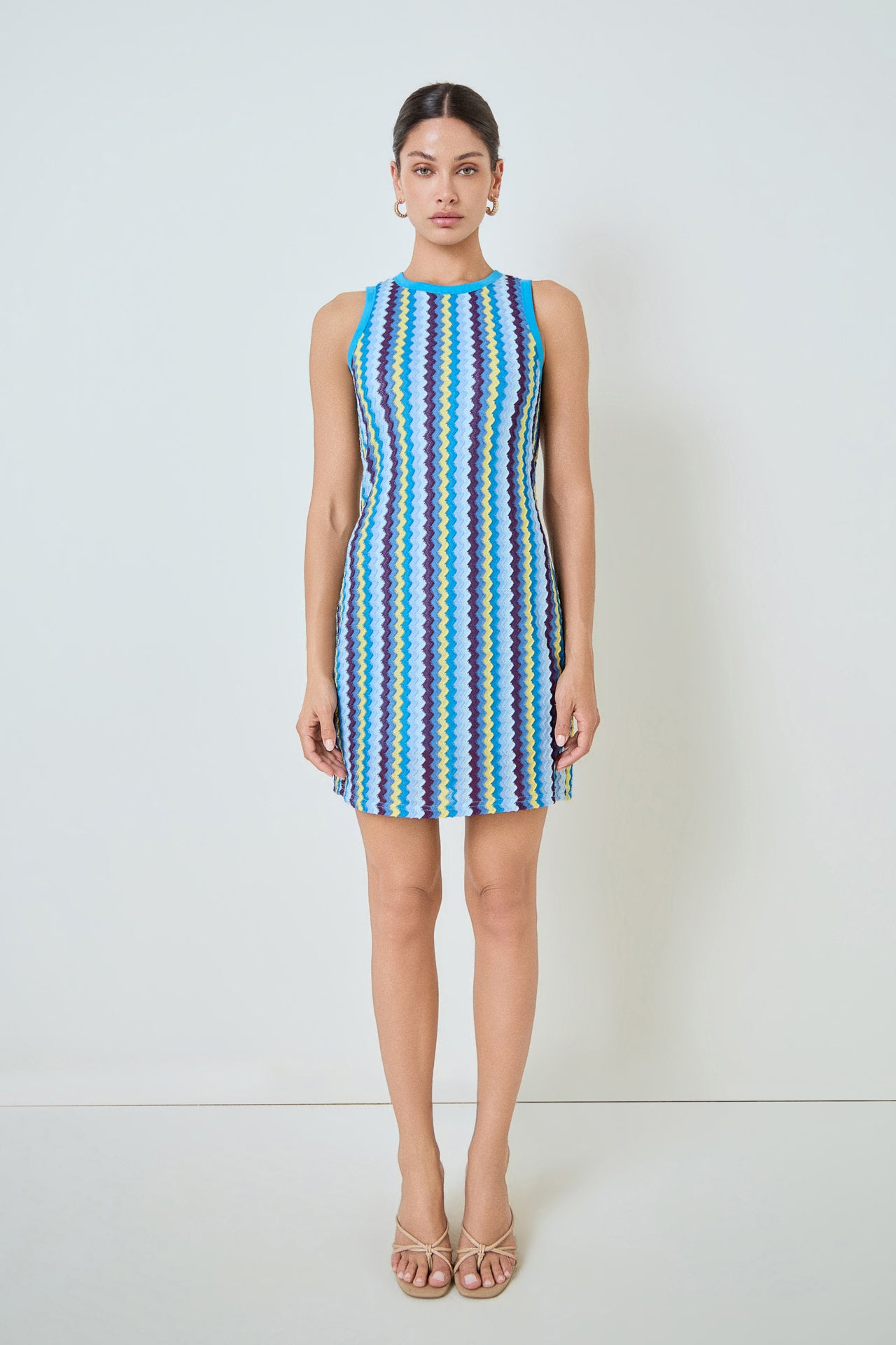 zigzag knit dress Bria Zigzag Stripe Plunge Neck Maxi Knit Dress