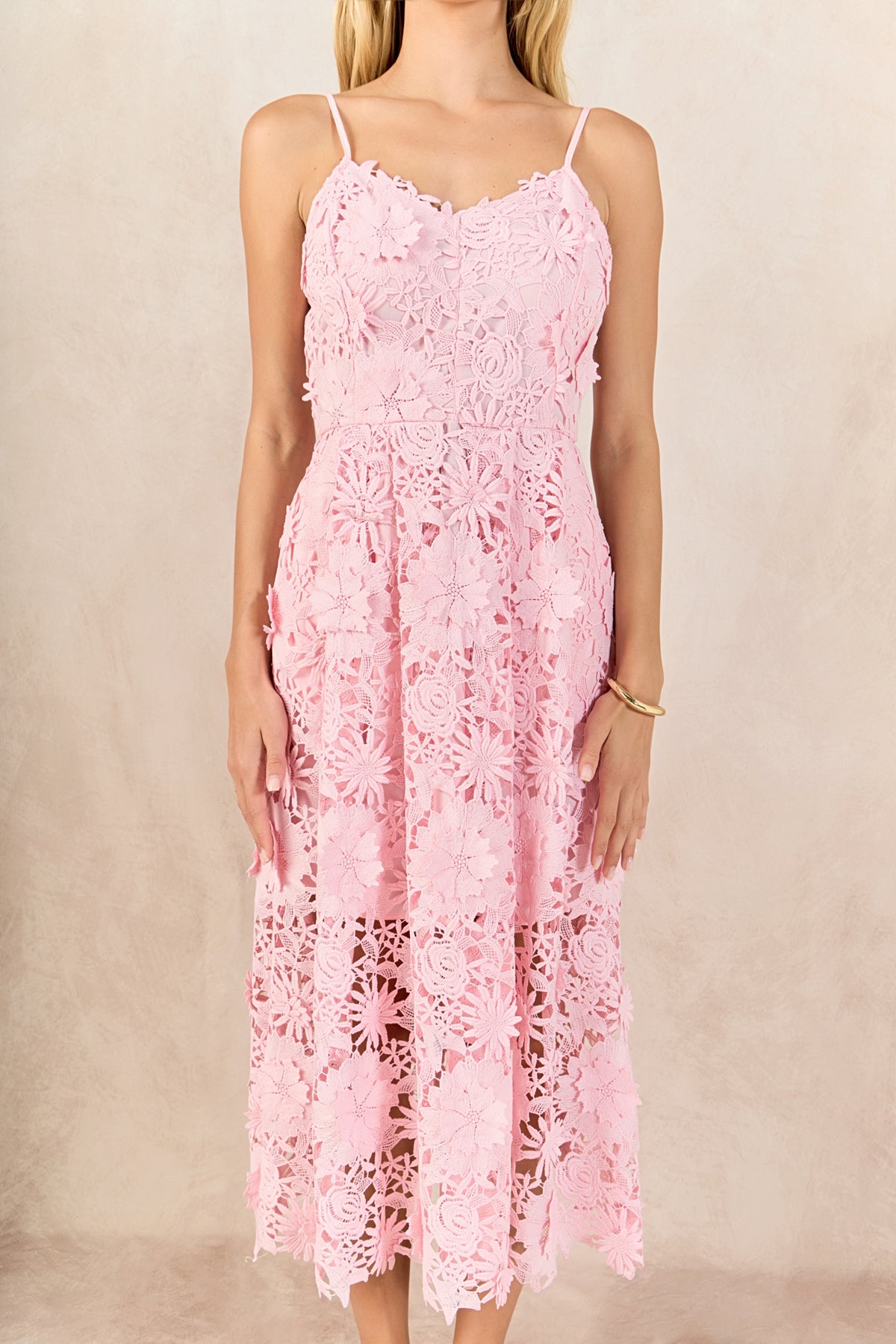 3D Applique Midi Dress