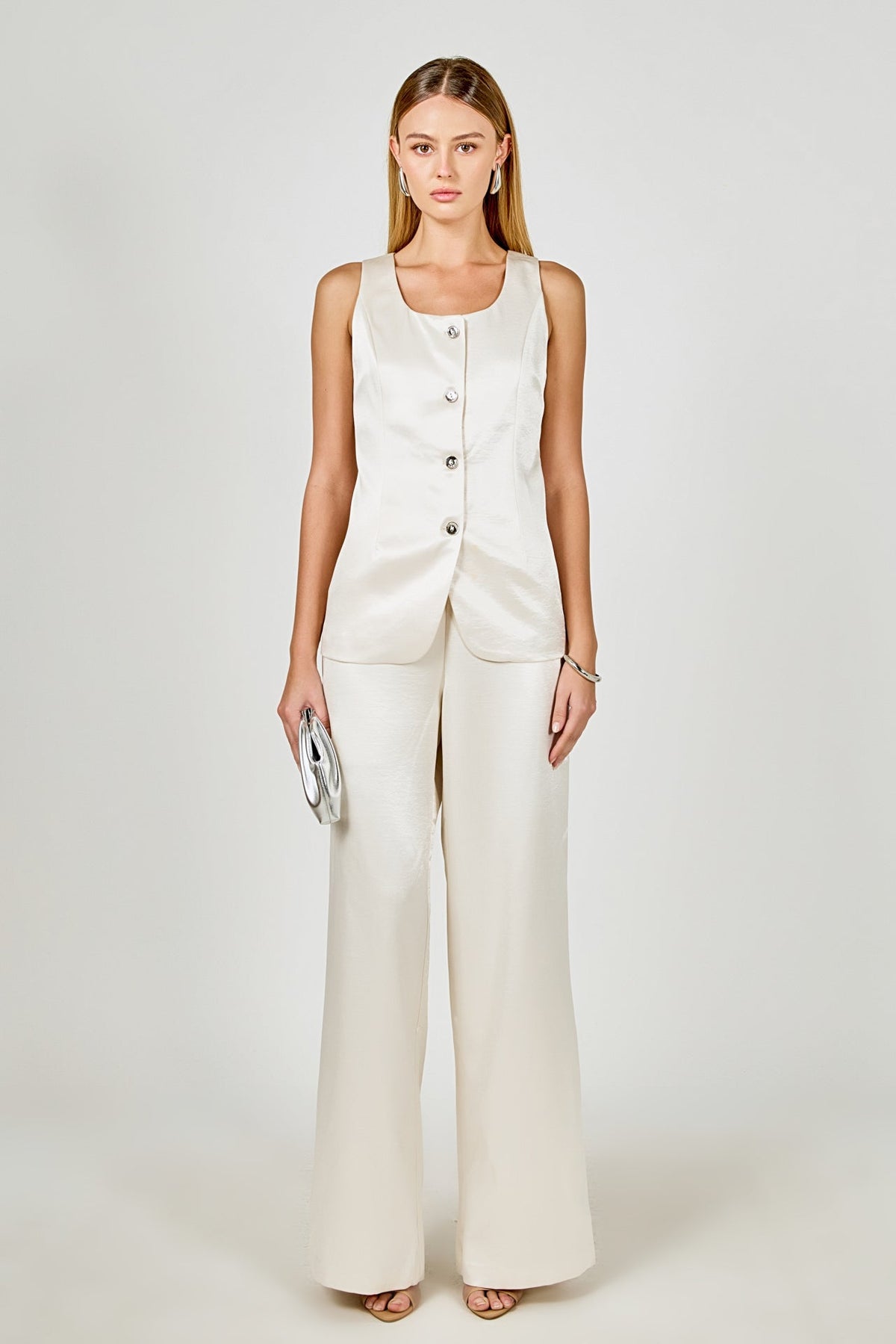 Satin Velvet Scoop Neck Top