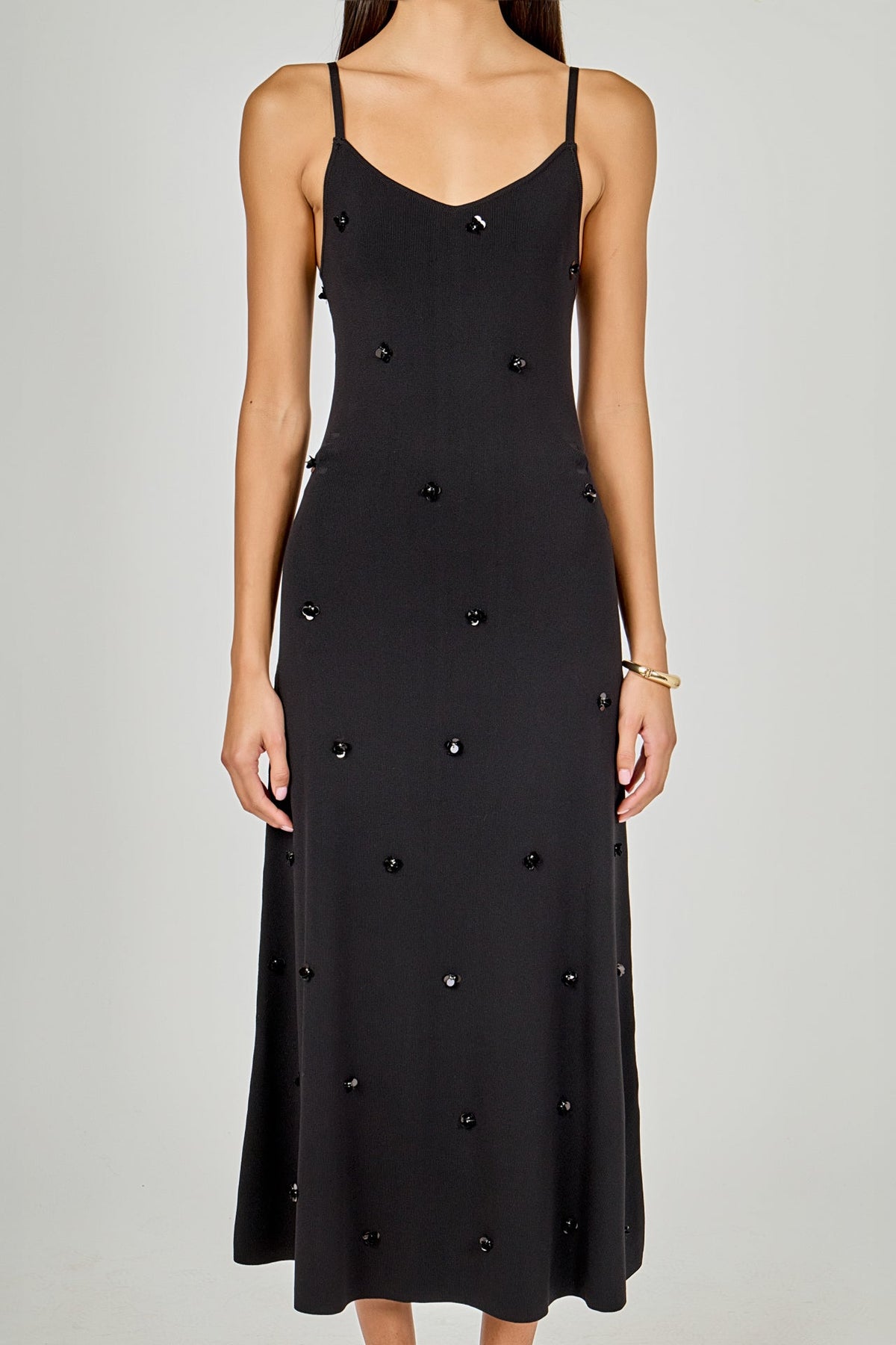 Embellished Knit Midi Dress