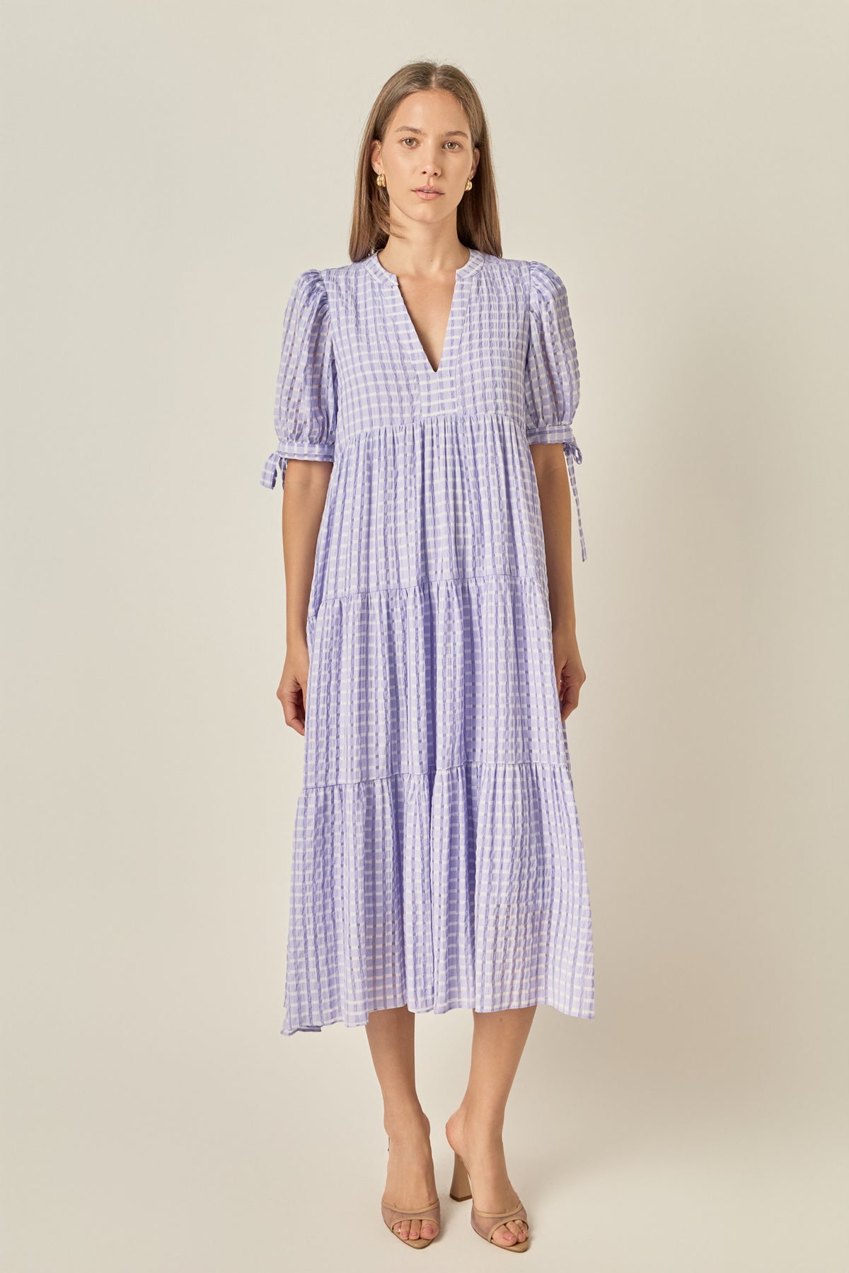 Gingham Tiered Midi Dress