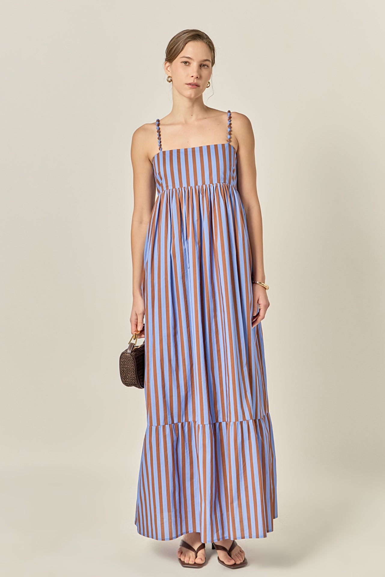 brown stripe maxi dress Esmira Halter Maxi Dress | Brown Stripe | Womens main image 1
