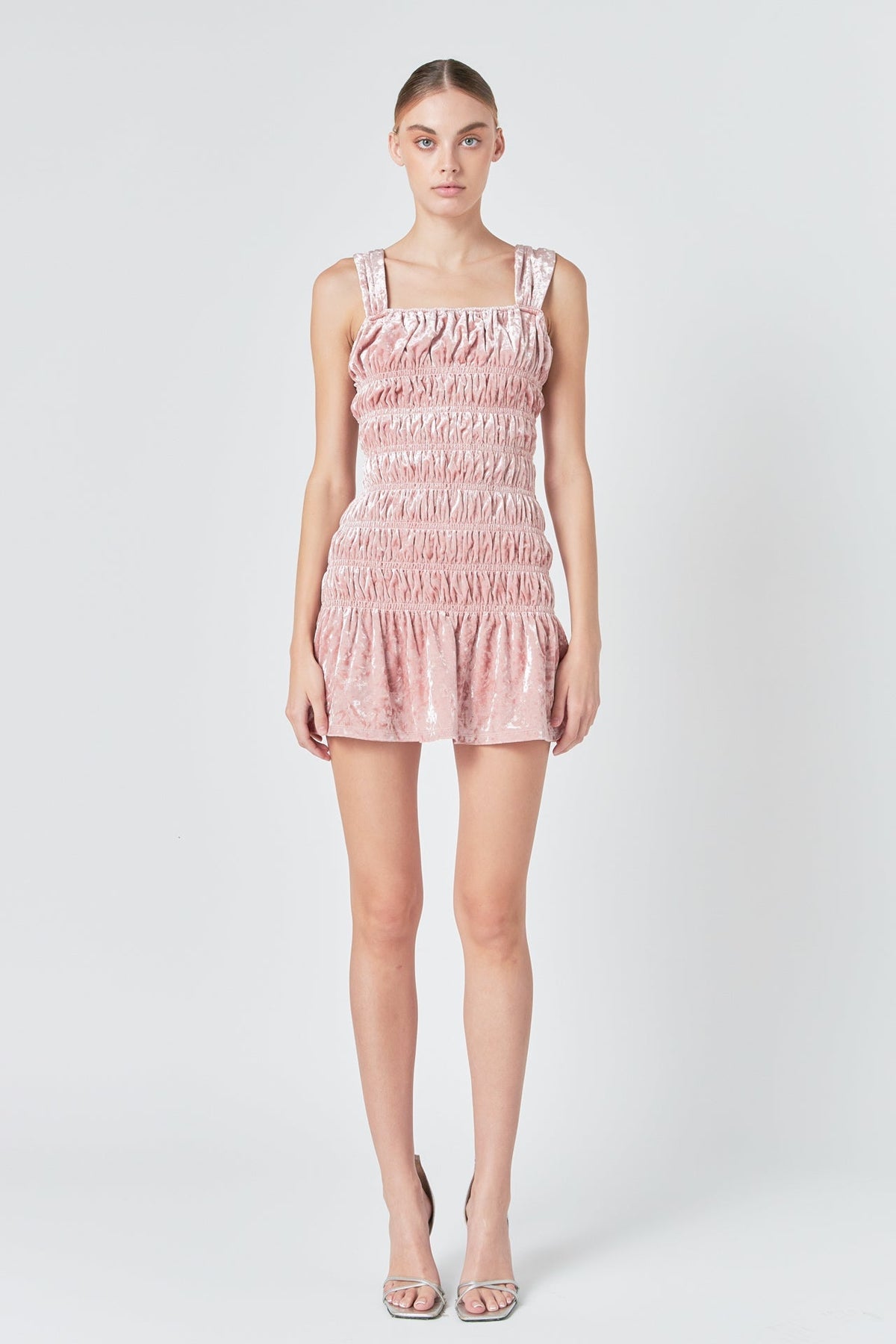ENDLESS ROSE - Smocked Velvet Mini Dress - DRESSES available at Objectrare