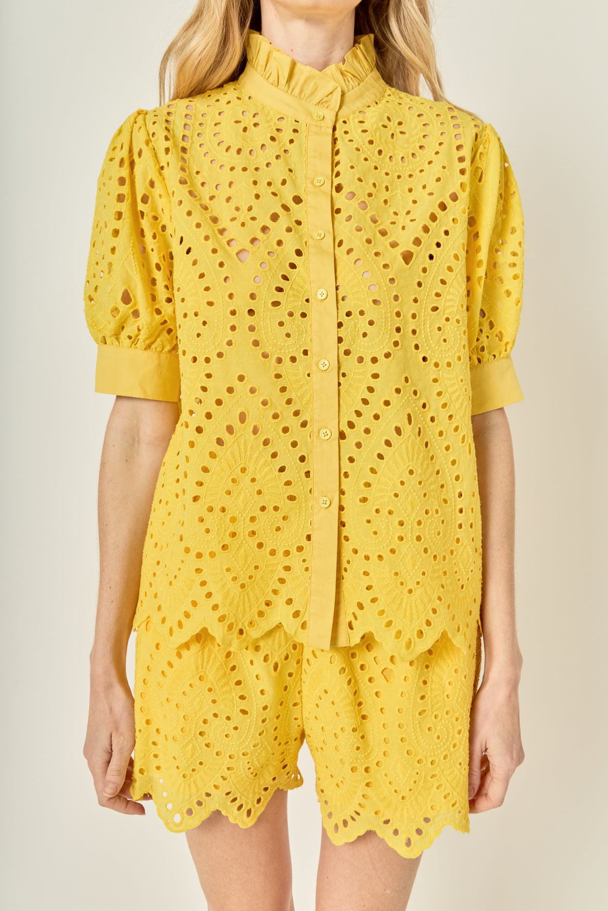 Eyelet Collared Shirt