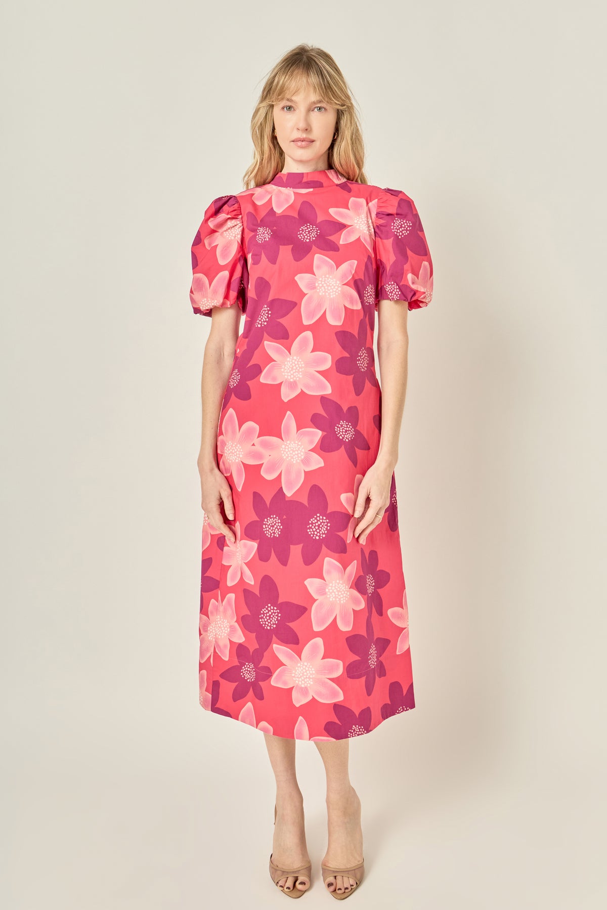 Floral Print Puff Sleeve Maxi Dress