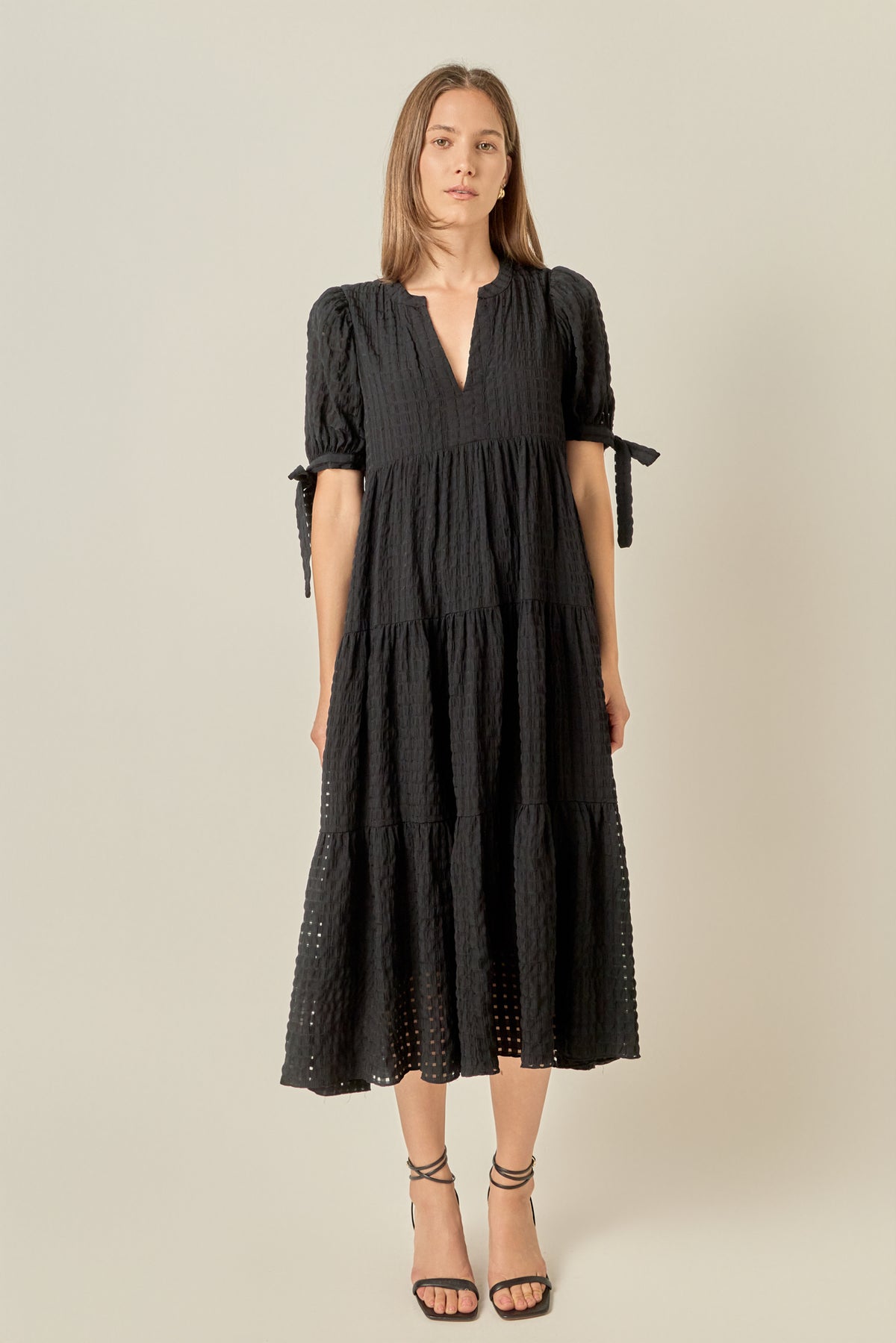 Gingham Tiered Midi Dress