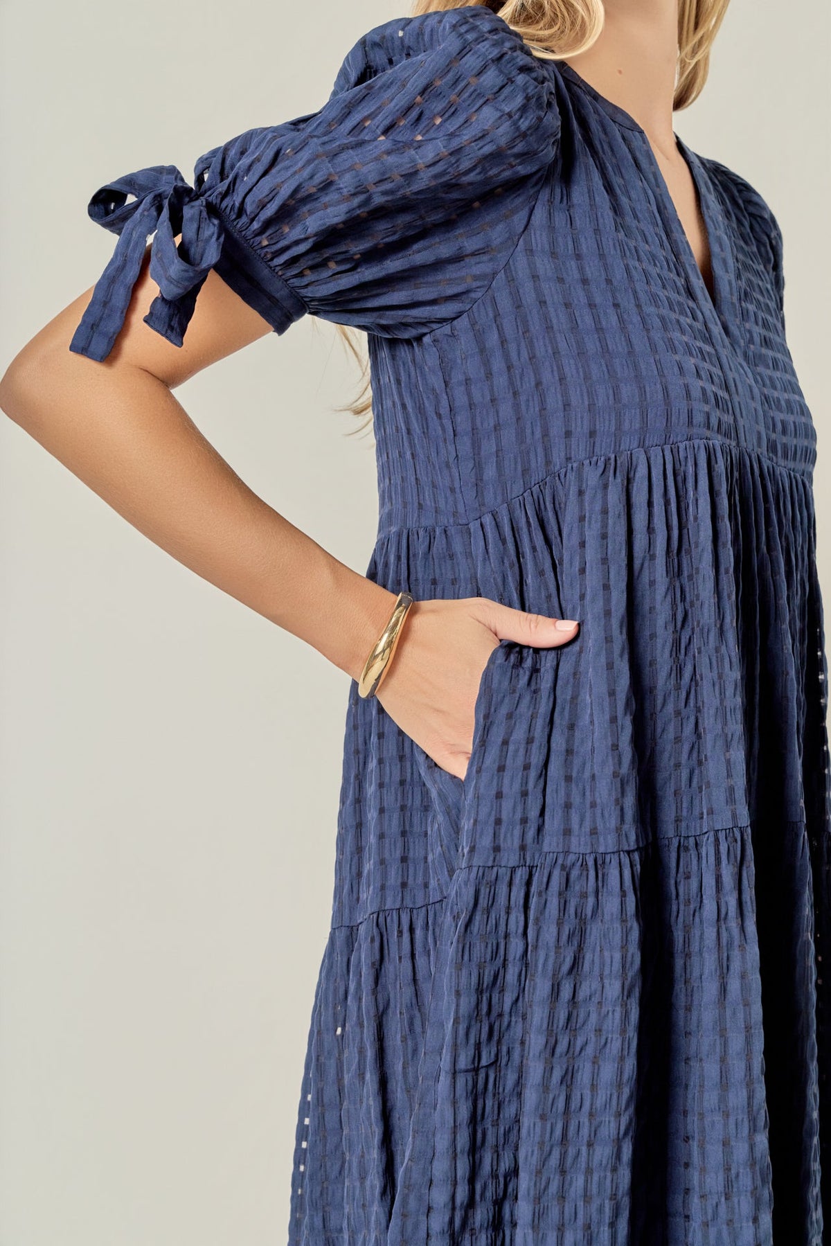 Gingham Tiered Midi Dress