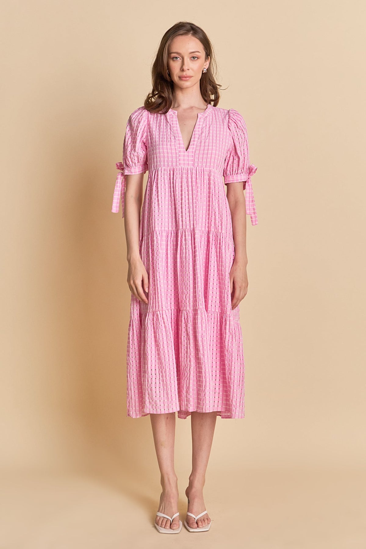 Gingham Tiered Midi Dress