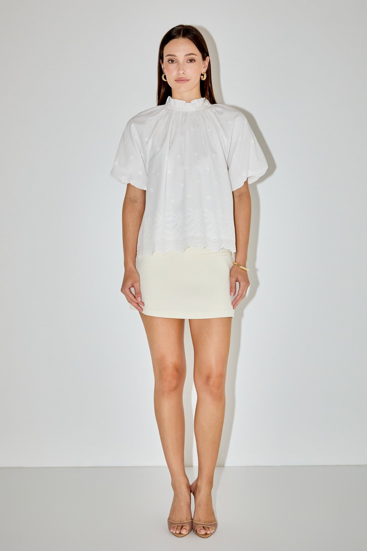 Puff Sleeve Embroidered Top