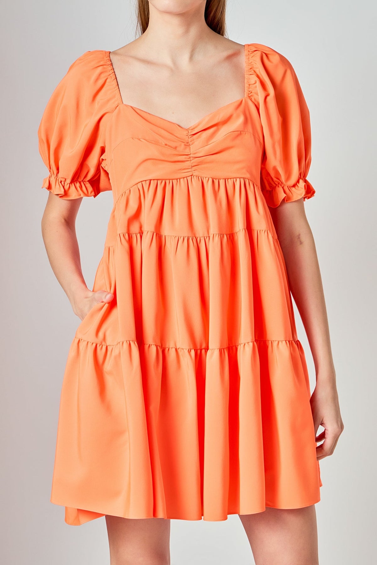 Classic Sweetheart Tiered Mini with Puff Sleeves