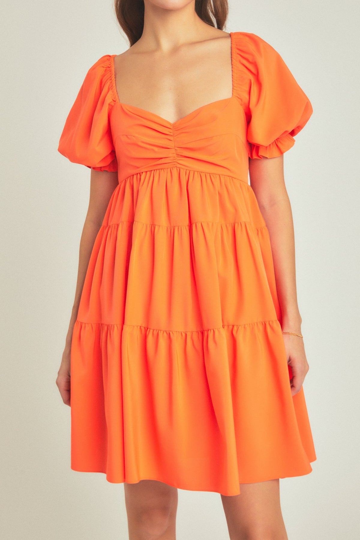 ENDLESS ROSE - Classic Sweetheart Tiered Mini with Puff Sleeves - DRESSES available at Objectrare