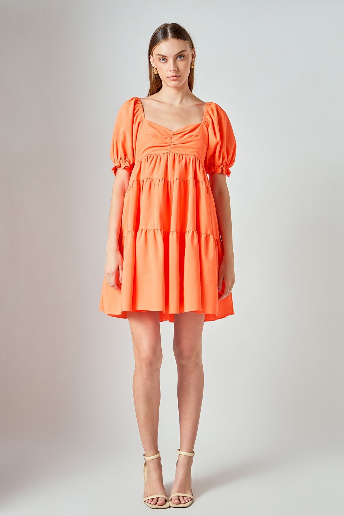 Classic Sweetheart Tiered Mini with Puff Sleeves