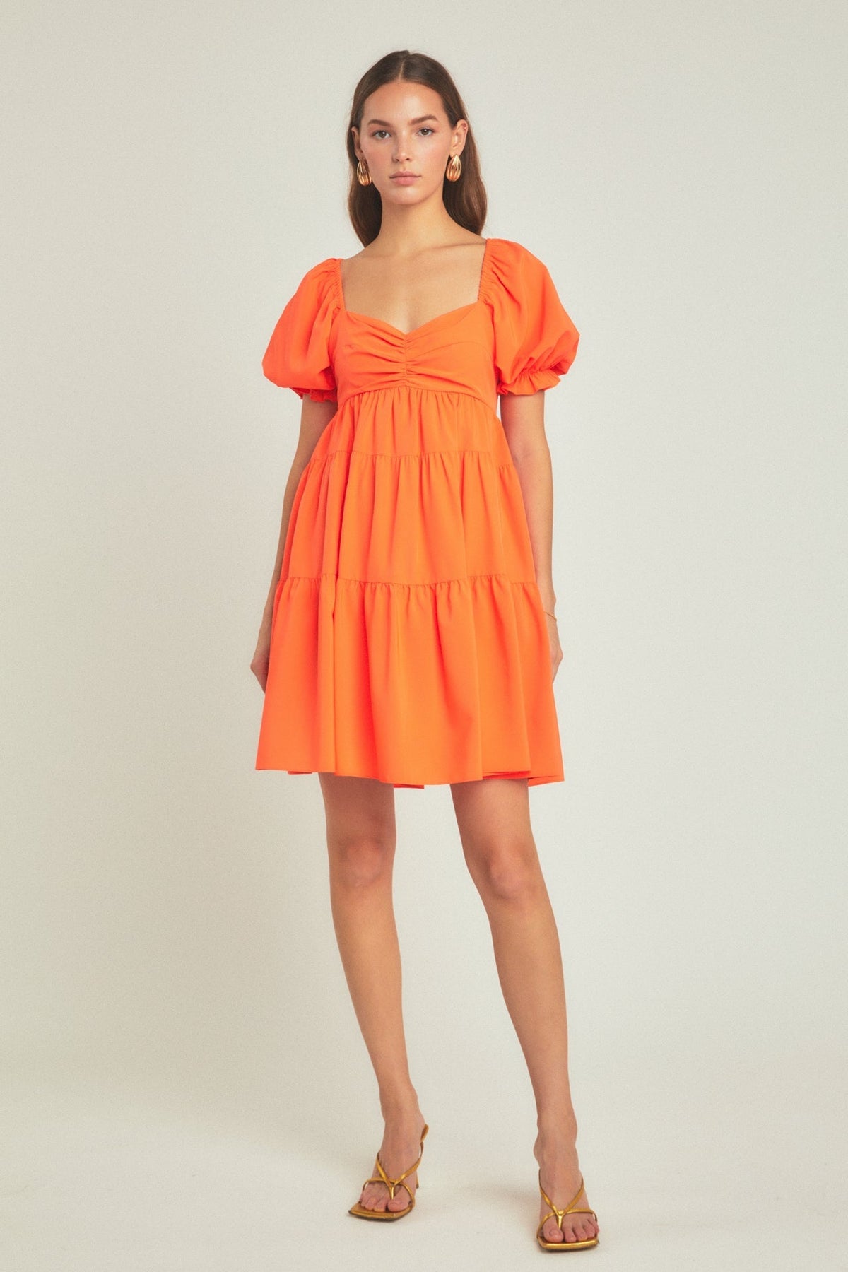 ENDLESS ROSE - Classic Sweetheart Tiered Mini with Puff Sleeves - DRESSES available at Objectrare