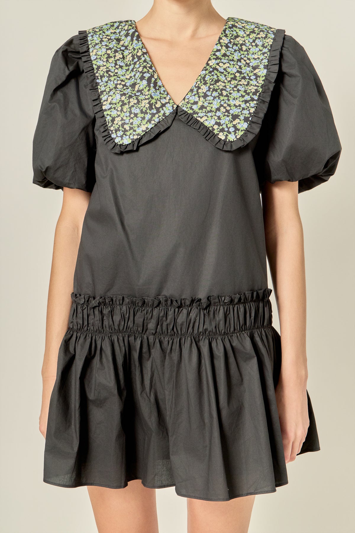 Floral Collar Detail Mini Dress