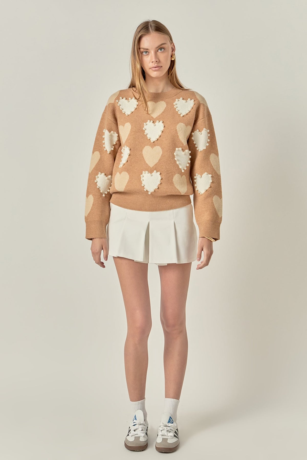 Pearl with Heart Pattern Sweater