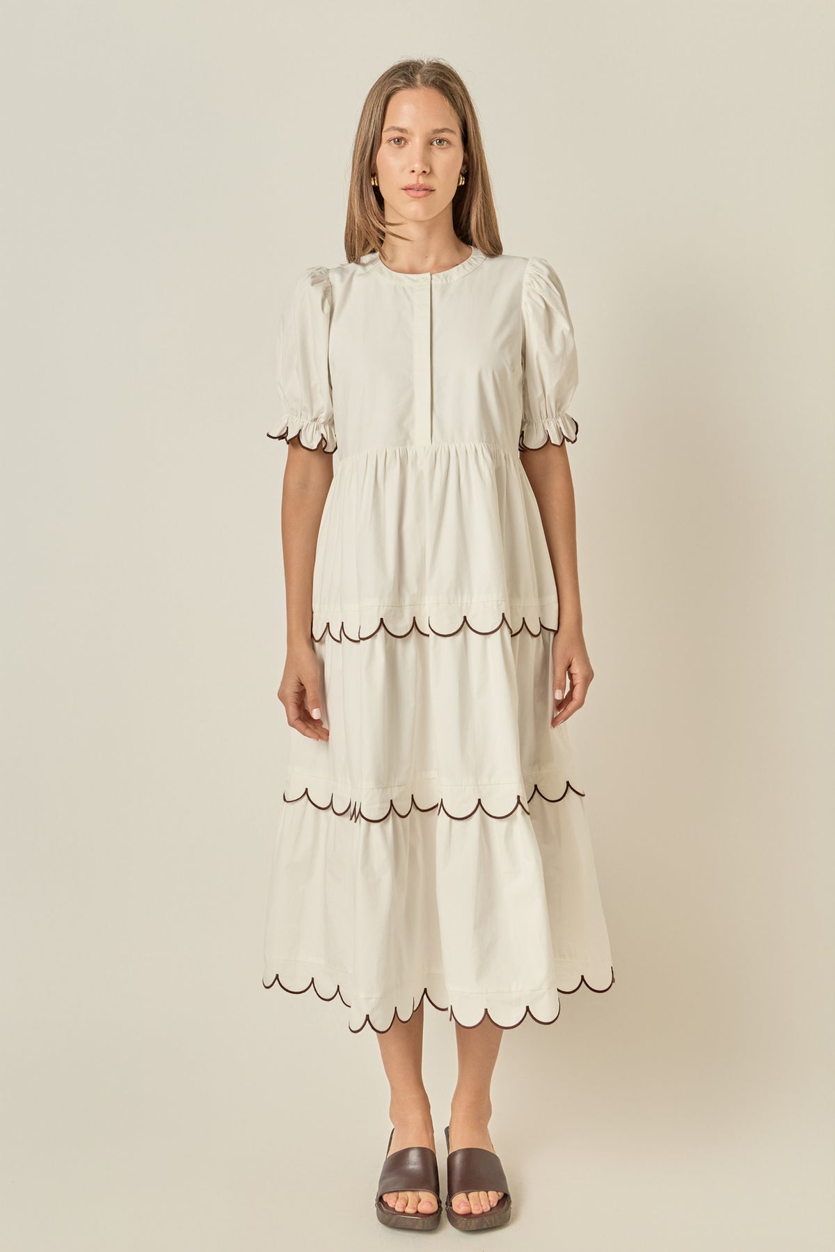 Scalloped Edge Midi Dress