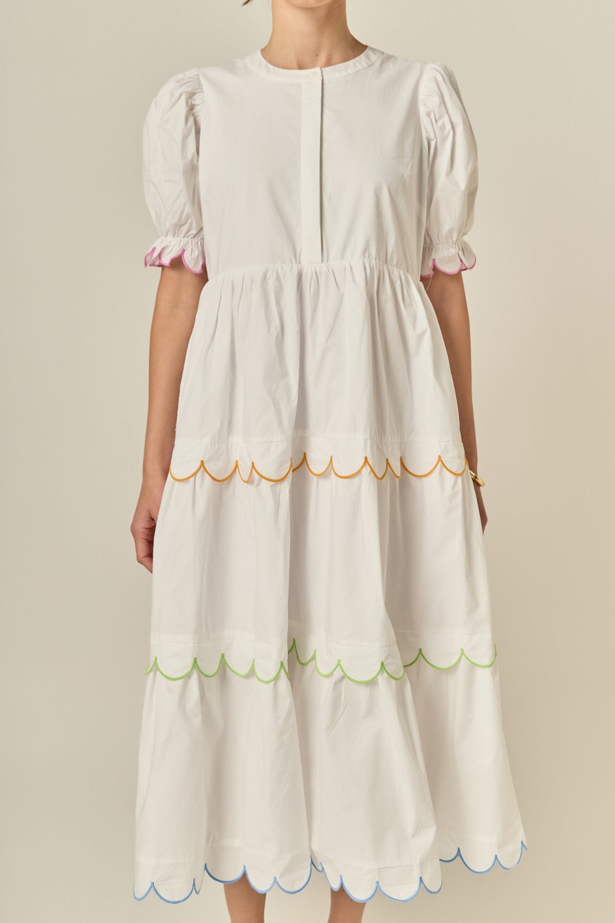 Scalloped Edge Midi Dress