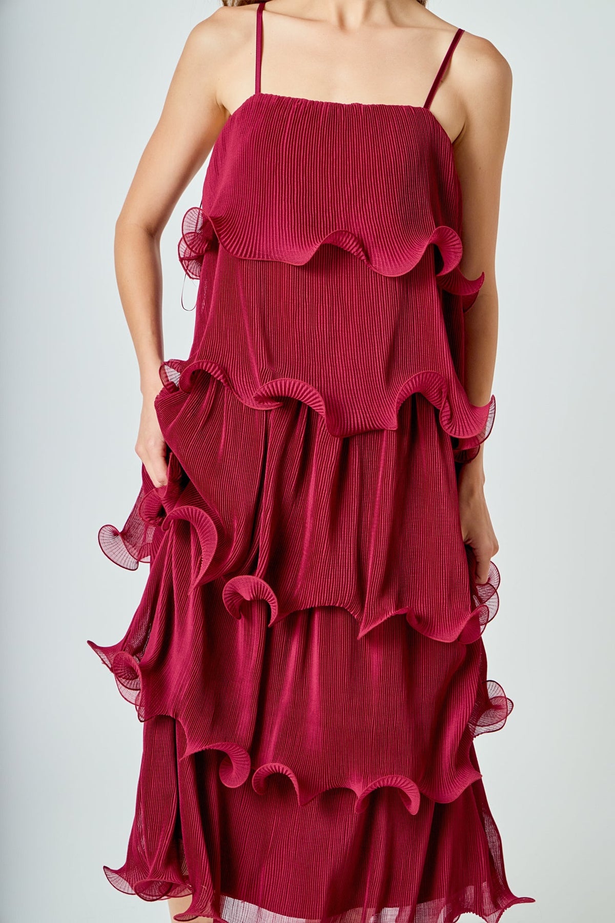 Pleated Tiered Long Dress