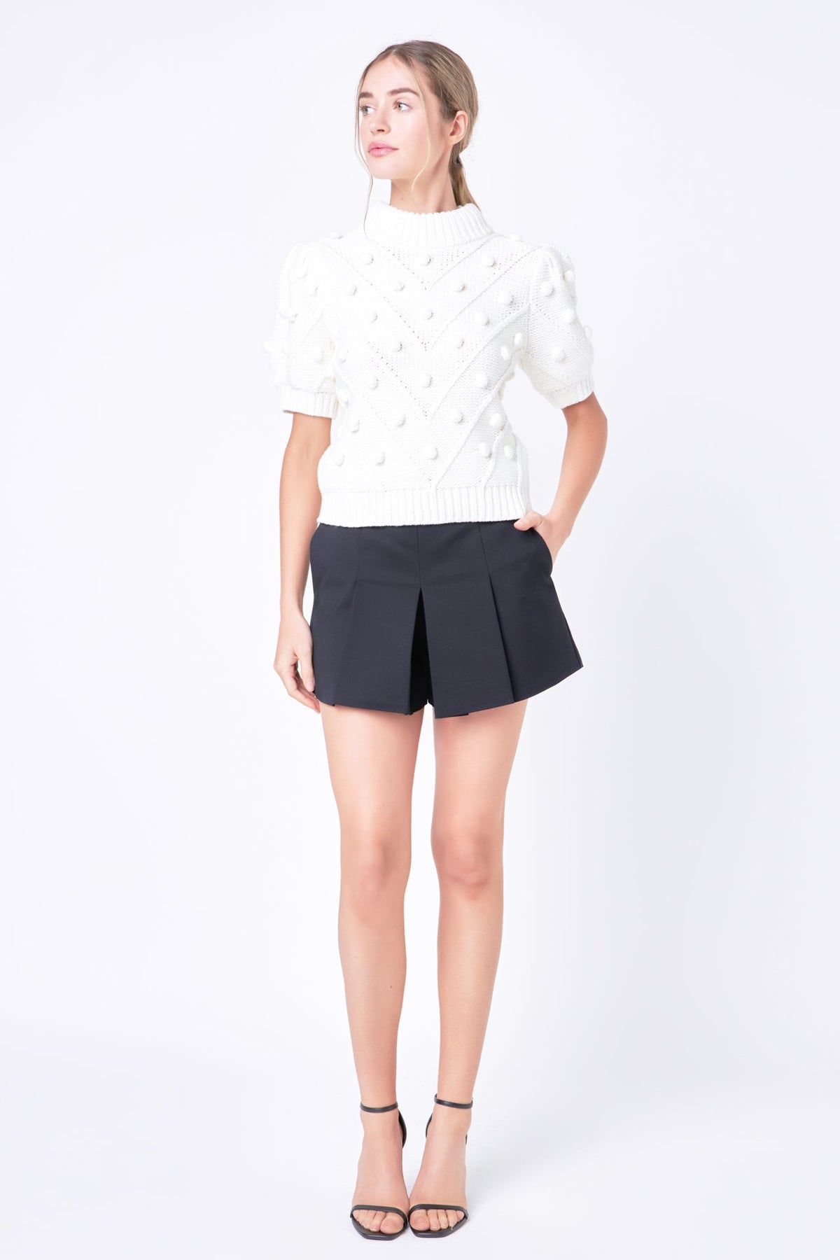 Pom Pom Puff Sleeve Sweater