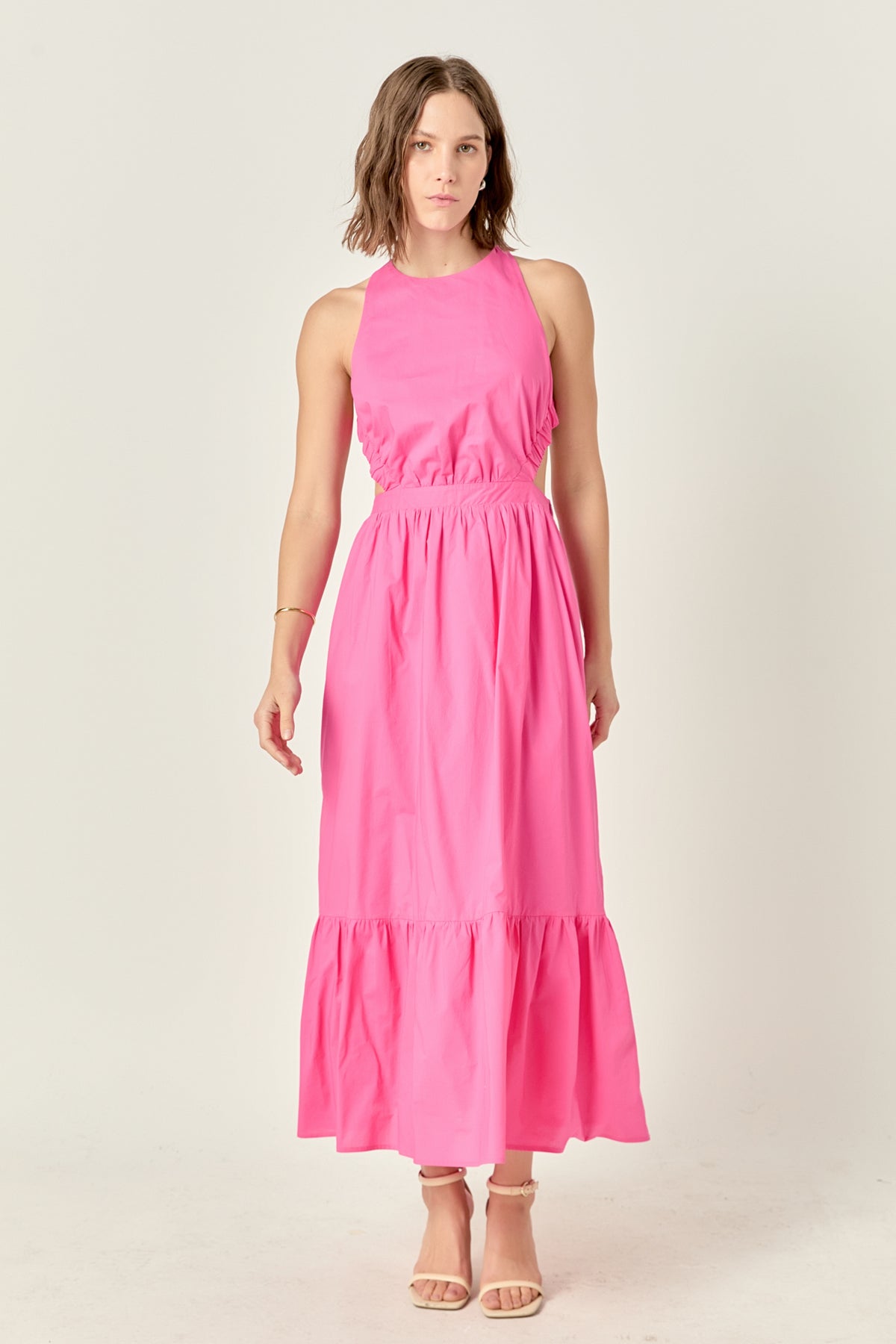 Elastic Detail Sleeveless Dress